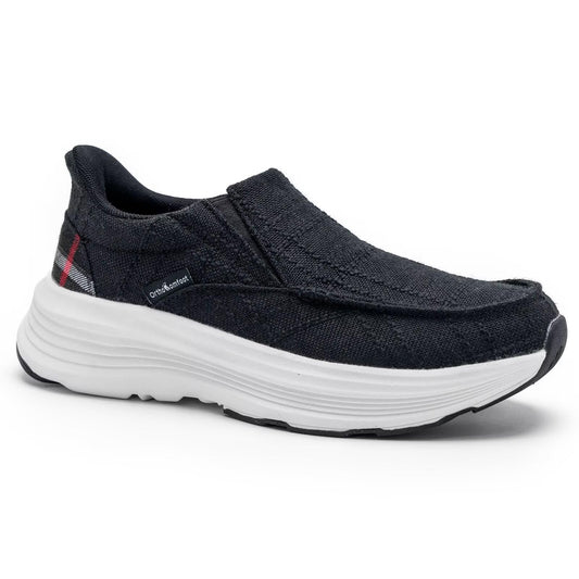 Women's Orthopedic Hands Free Slip Ins Loafers Walking Shoes: Thick Sole Plantar Fasciitis Shoes for Foot Pain Relief, Casual Soft Canvas Loafers with Arch Support for Flat Feet Black Size 9.5