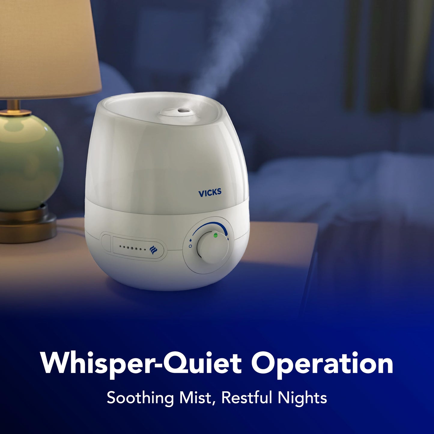 Vicks Mini Filter Free Cool Mist Humidifier, Small Room – Variable Mist Control – Works with Vicks VapoPads