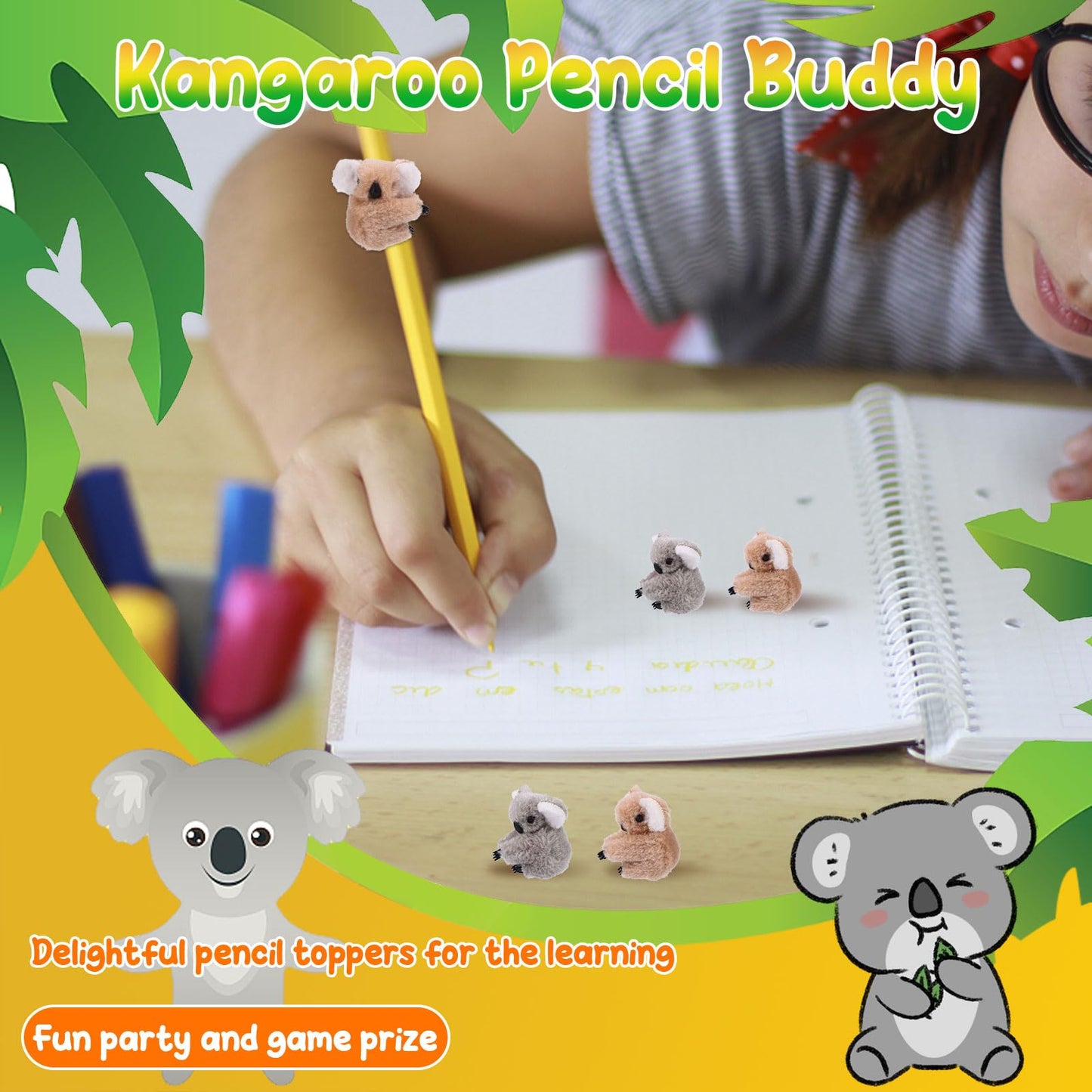 Youdaju 50 Pcs Koala Clip Koala Pencil Buddy KoalaBear Stuffed Animal Pencil Toppers Bear Prizes Fuzzy Animal Bear Hugger Clip Animal Plush Pen Accessories for Birthday Party Supplies(Brown&Grey)