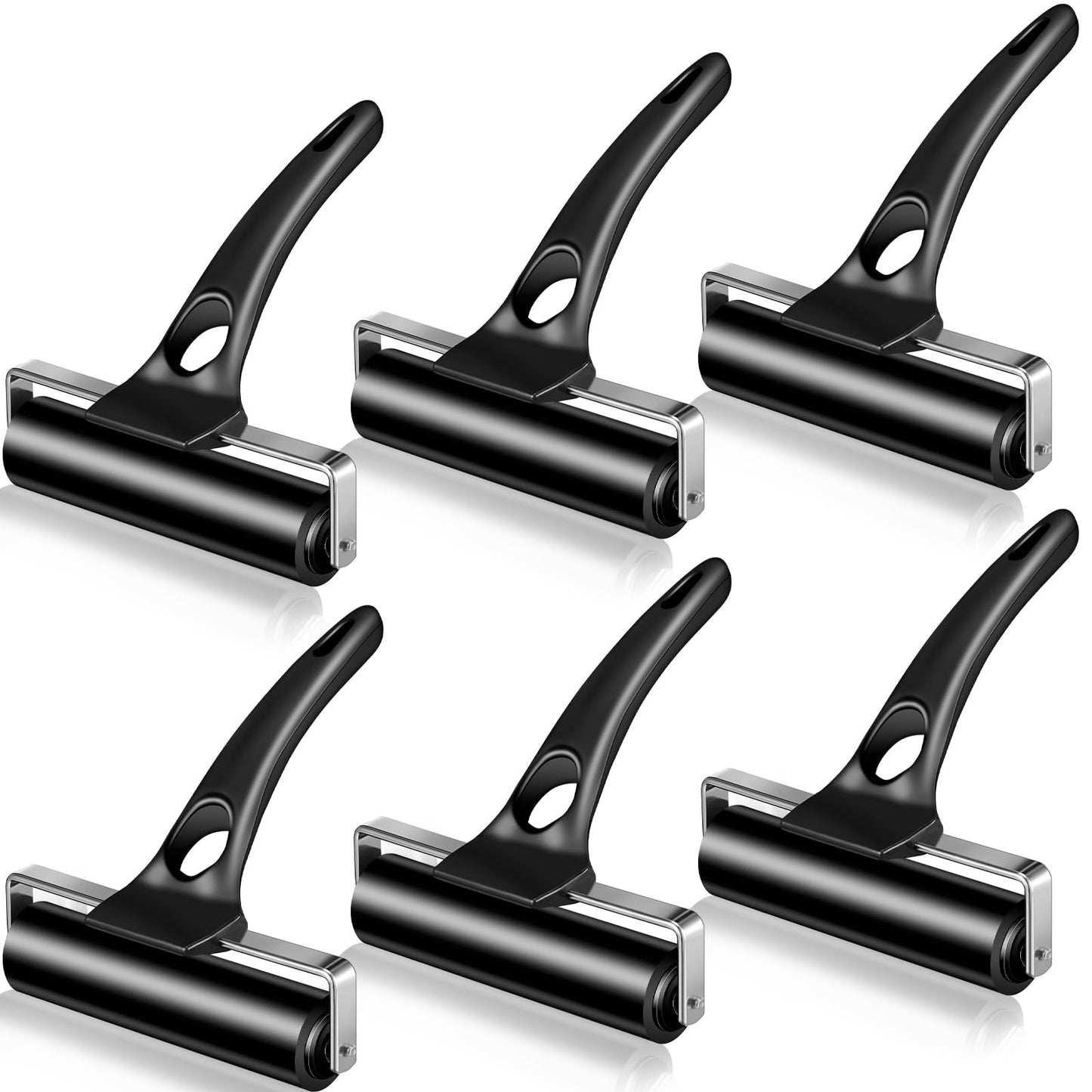 Frienda 6 Pcs 4.7 Inches Rubber Brayer Roller for Crafting, Hard Rubber Brayer Rollers for Printmaking, Ink Printing, Gluing Application, Stamping, Boat Flooring and Wallpaper Installation