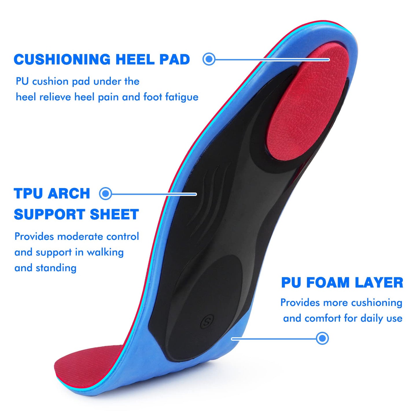 Orthotics Arch Support Metatarsalgia Insoles - Mortons Neuroma Inserts Relief Ball of Foot Pain - Orthopedic Insoles for Flat Feet - Shoe Inserts for Plantar Fasciitis (Red L)