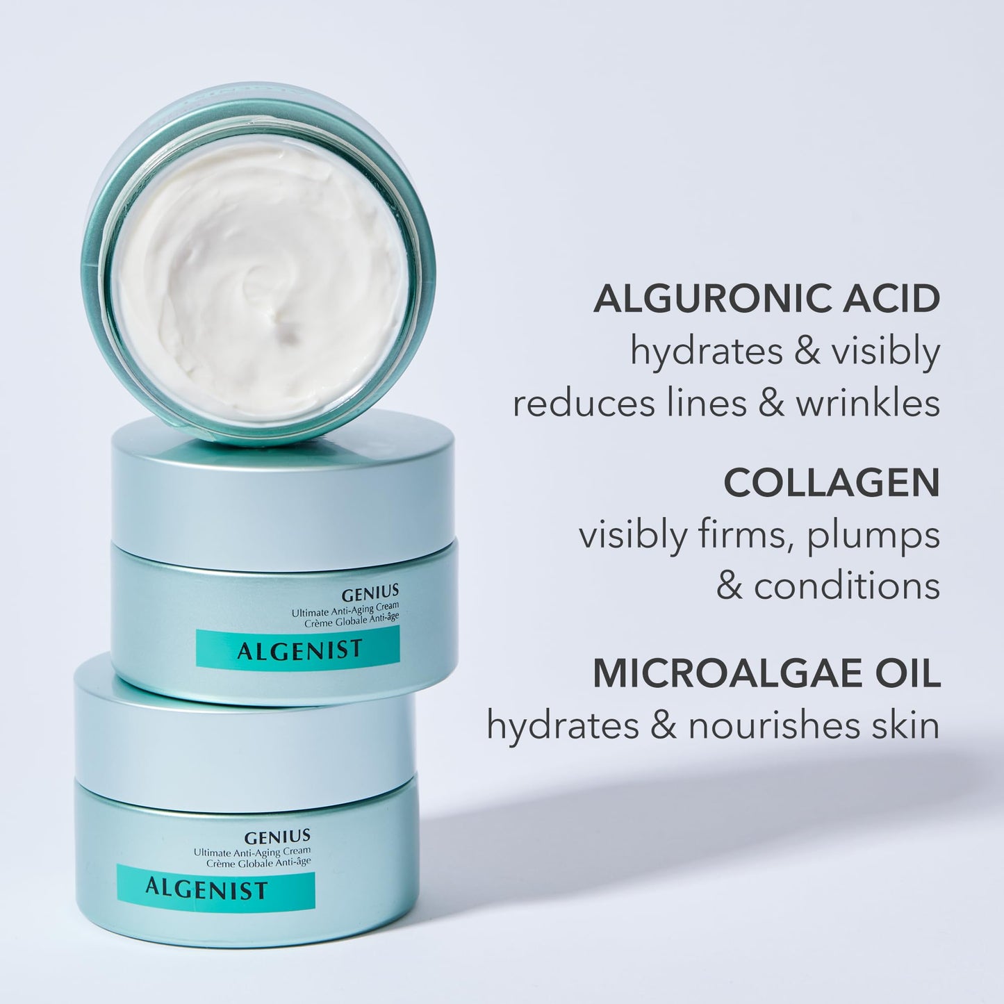 Algenist GENIUS Ultimate Anti-Aging Cream, Travel Size - Vegan Firming & Smoothing Moisturizer with Alguronic Acid & Microalgae Oil - Non-Comedogenic & Hypoallergenic Skincare (15ml / 0.5oz)