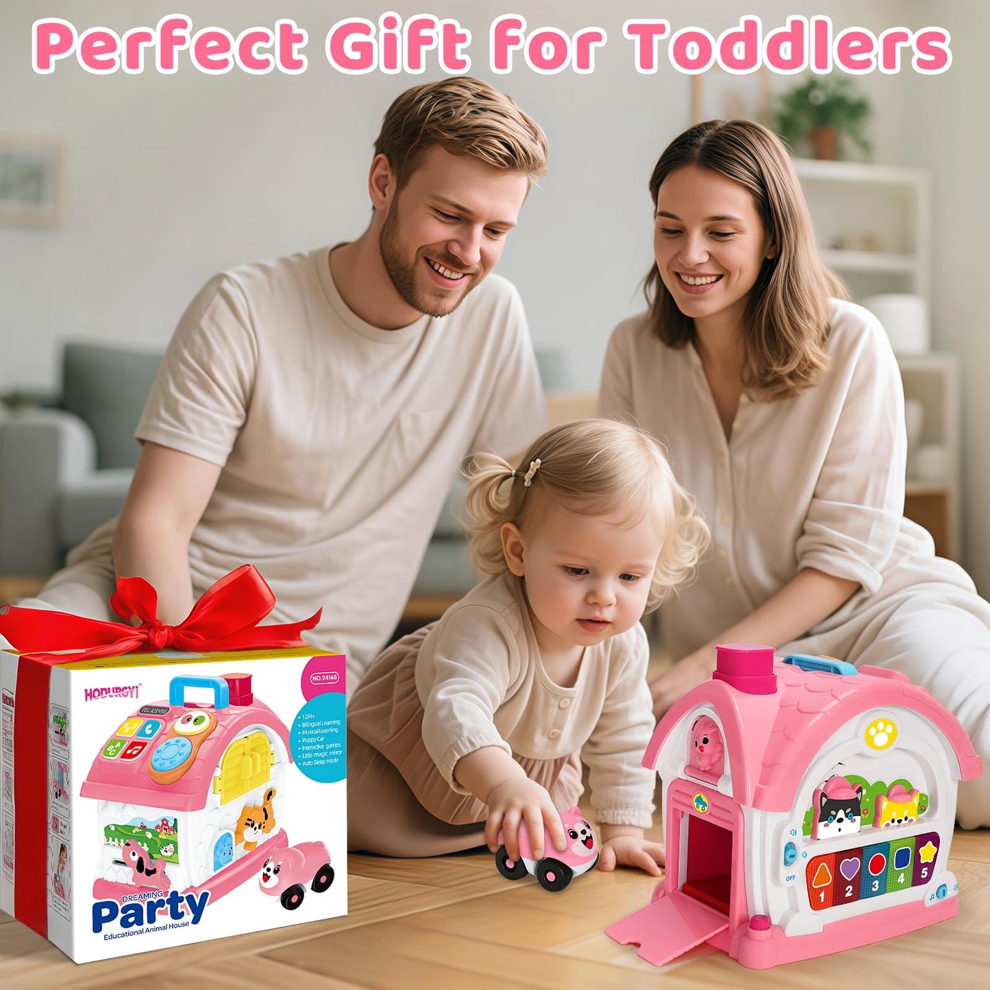 Montessori Toys for 1 Year Old Girls Gifts, Interactive Baby Musical Toy, 10-in-1 Musical Learning House 12-18 Months, First 1st Birthday Girl Gifts, for Toddler Age 1,2,3 Year Old Girl