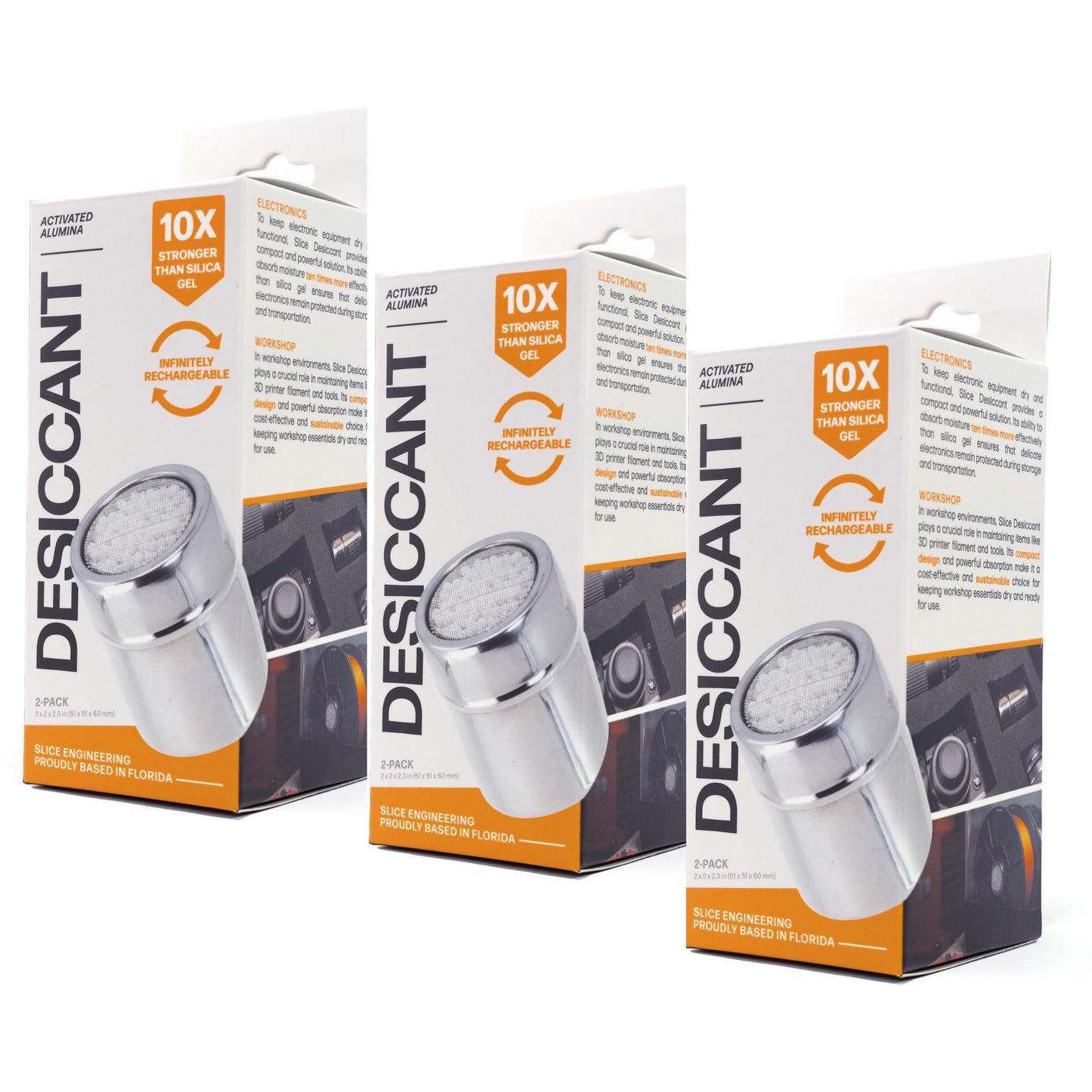 Filament Drying Desiccant (6 Pack) by Slice Engineering | 10X More Powerful Than Silica Gel | Infinitely Rechargeable | Prevent Wet Filament | Fits Perfectly Inside Spools | Made in The USA
