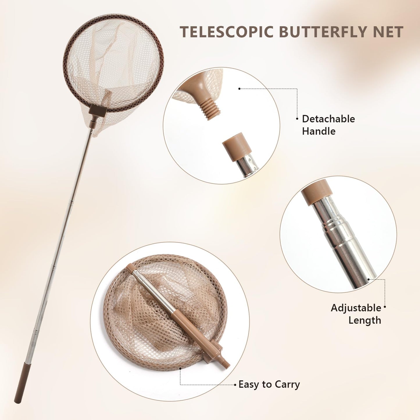 Macabaka Wooden Bug Catcher for Kids, 8-in-1 Insect Exploration Set with Butterfly Net, Magnifying Glass, Bug Habitat, Tweezers, Compass,Outside Toys for Toddlers