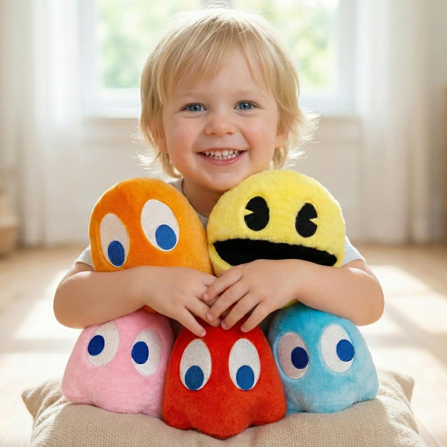 WjcnPac-Man 6inches Plush, Set of 5 Pacman Toys Can Be Used for Party Decoration, Soft and Comfortable Pacman Stuffed Animal, Suitable for Birthday Gifts, Children's Day Giftsetc.