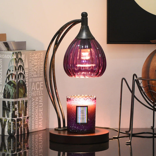 Candle Warmer Lamp with Timer Dimmer - Candle Light Warmer for Jar Candles with 2 Bulbs - Electric Candle Lamp Wax Warmer for Scented Wax Housewarming Gifts New Home Decor for Women Purple Black