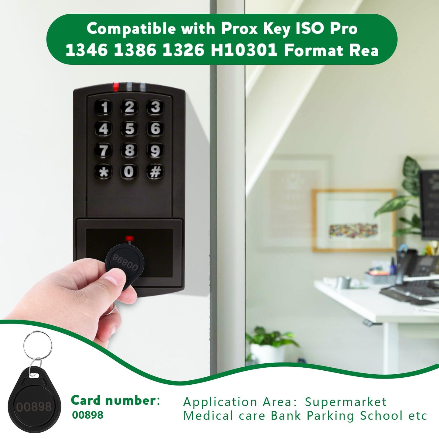 MktStleat100pcs Black 26 bit Keyfobs Proximity Fob Works with Prox Key ISOProx 1346 1386 1326 H10301 Format Readers.Compatible with Most Card Access Control Systems on The Market (100)