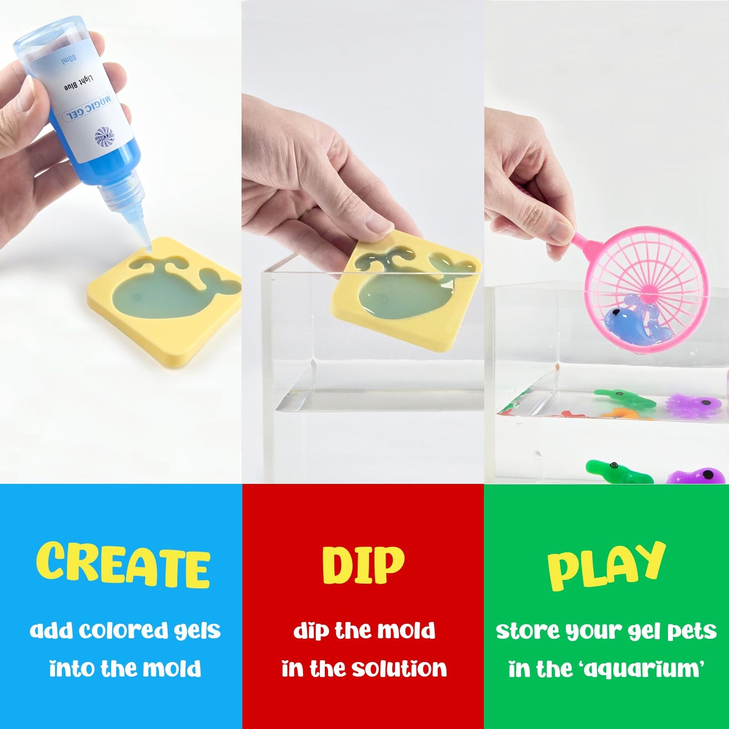 gookid Magic Water Elf Toy Kit - Fun DIY Craft for Kids with 20 Bottles of Magic Gel, 15 Molds, DIY STEM Toys, Fun Activity Kit for Ages 3+, Toys for Kids Age 7-8, DIY Craft Kit
