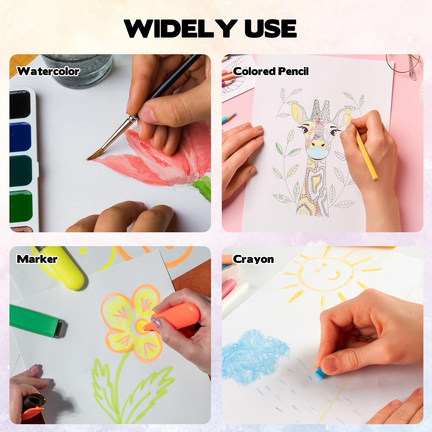 AIHSUMC 200 Sheets 9" x 12" Watercolor Paper Bulk, 110lb / 230gsm Cold Press White Thick Watercolor Paper Pad for Painting & Drawing – Art Supplies for Kids, Students & Adults