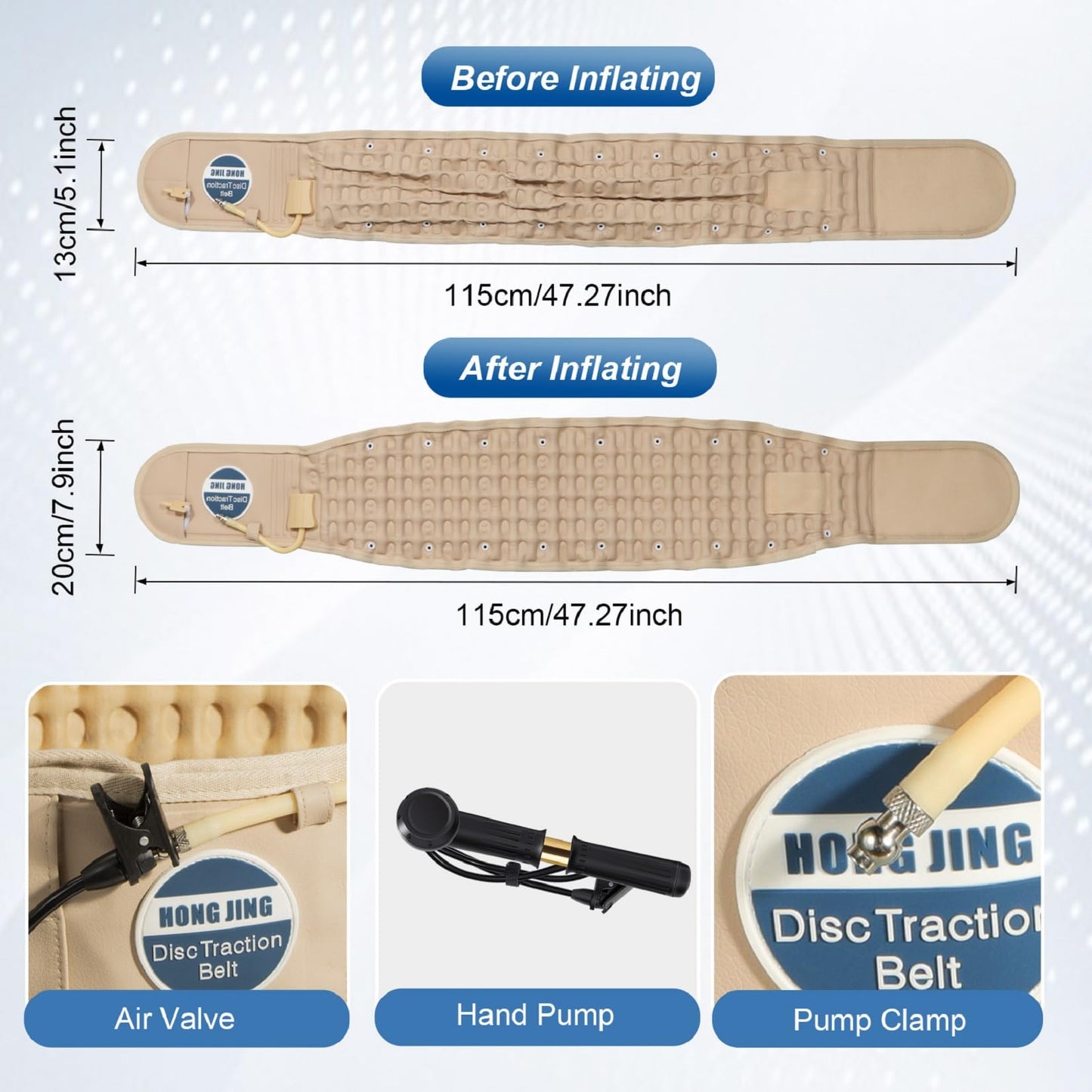 HONGJING Back Decompression Belt Lumbar Support for Back Pain Relief Lower Back Traction Device, One Size Fits 29-49 Waist