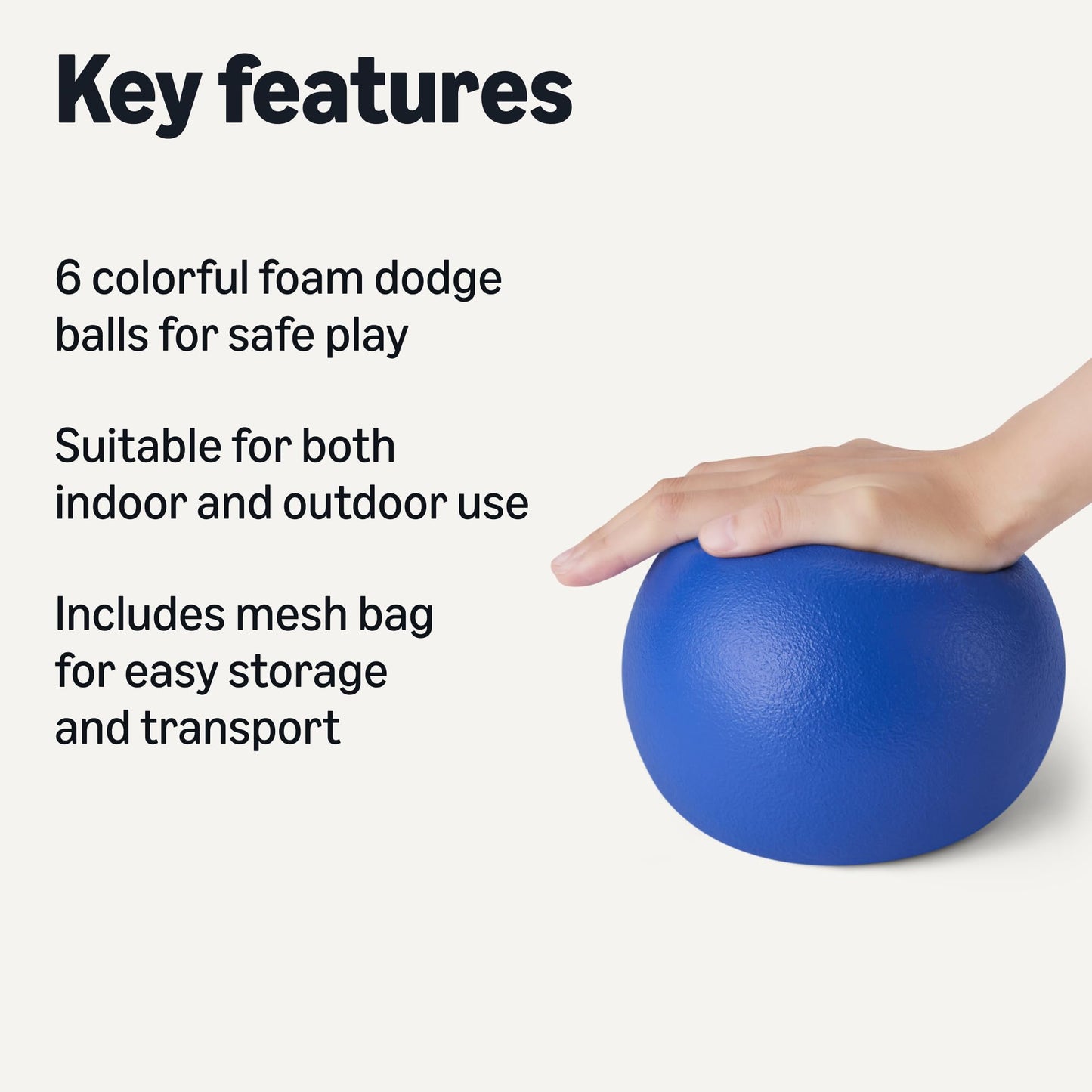 Amazon Basics Foam Dodgeballs with Mesh Storage Bag, 15.2 cm Diameter, 6-Pack, for Indoor Outdoor Games, PE Class, Playground