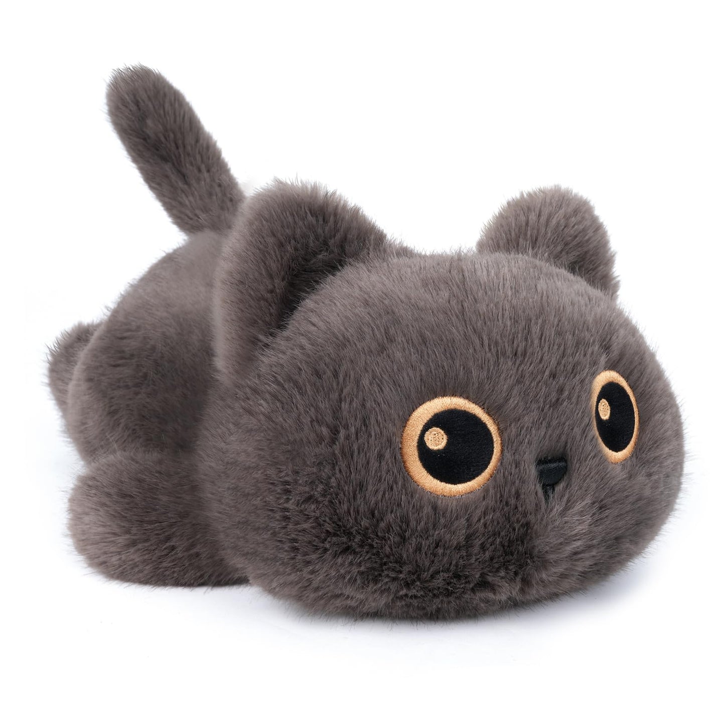 YOUBLEK 1.9 lbs Weighted Stuffed Animals Cat - Dark Grey Cat Plush, Cute Cat Stuffed Animal Kawaii Plushies Hugging Toy Gifts for Kids Boys Girls & Adults