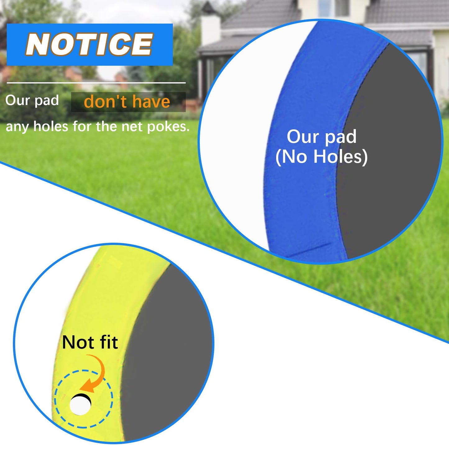 12 ft Trampoline pad Replacement, Trampoline Spring Cover, Thickened EPE Foam Tear-Resistant Waterproof Trampoline Safety Pad, No Holes for Pole