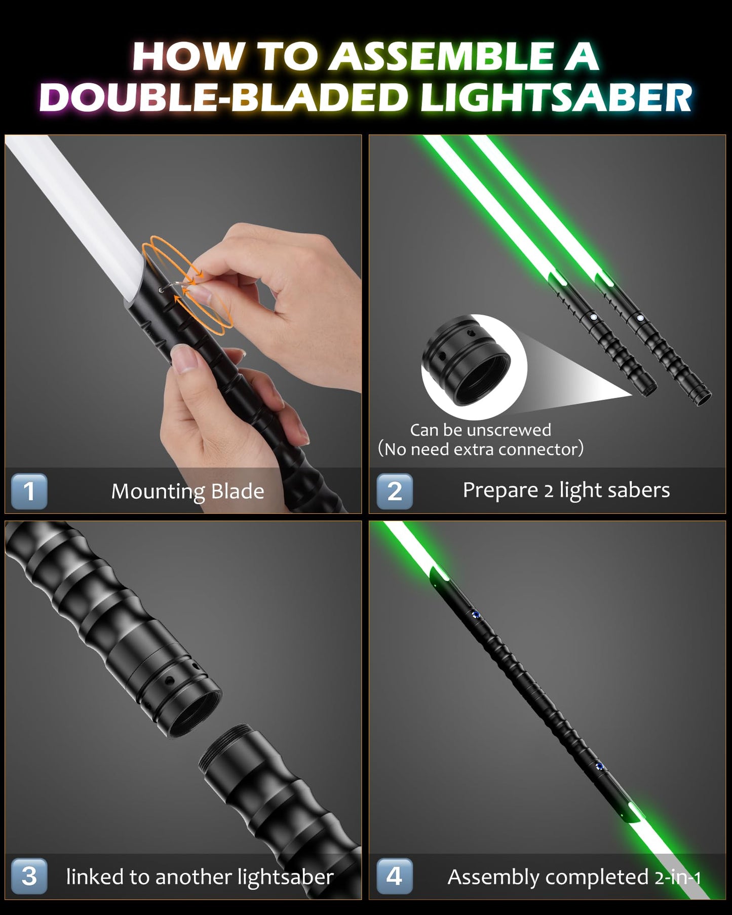 Lightsaber,RGB FX Light Saber,Double Dueling Lightsaber with Length 41.54 inches,2Packs Real 12 Colors Light Sabers for Adults, Lightsabers for Kids Birthday Christmas/Halloween Cosplay Party