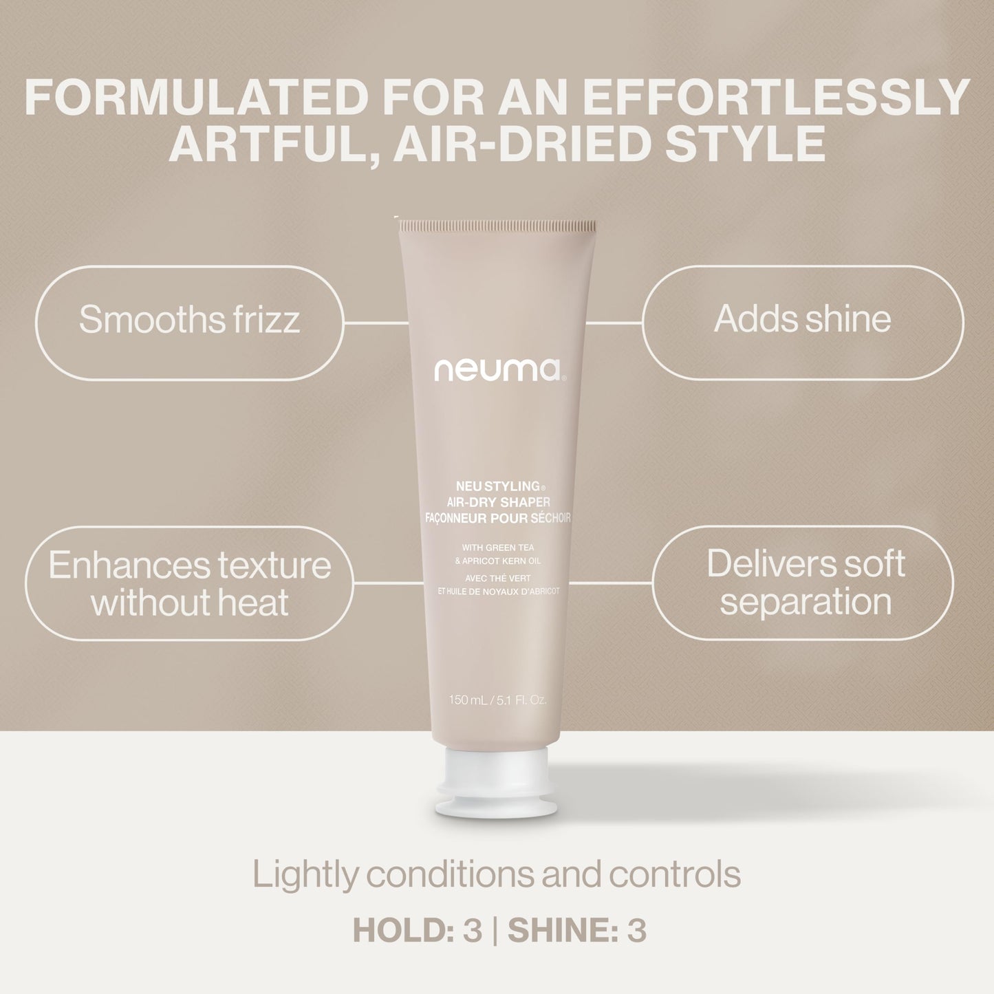 NEUMA Neu Styling Air-Dry Shaper Creme 5.1 Fl. Oz. Lavender, Mandarin & Vanilla Scent, Air Dry Cream