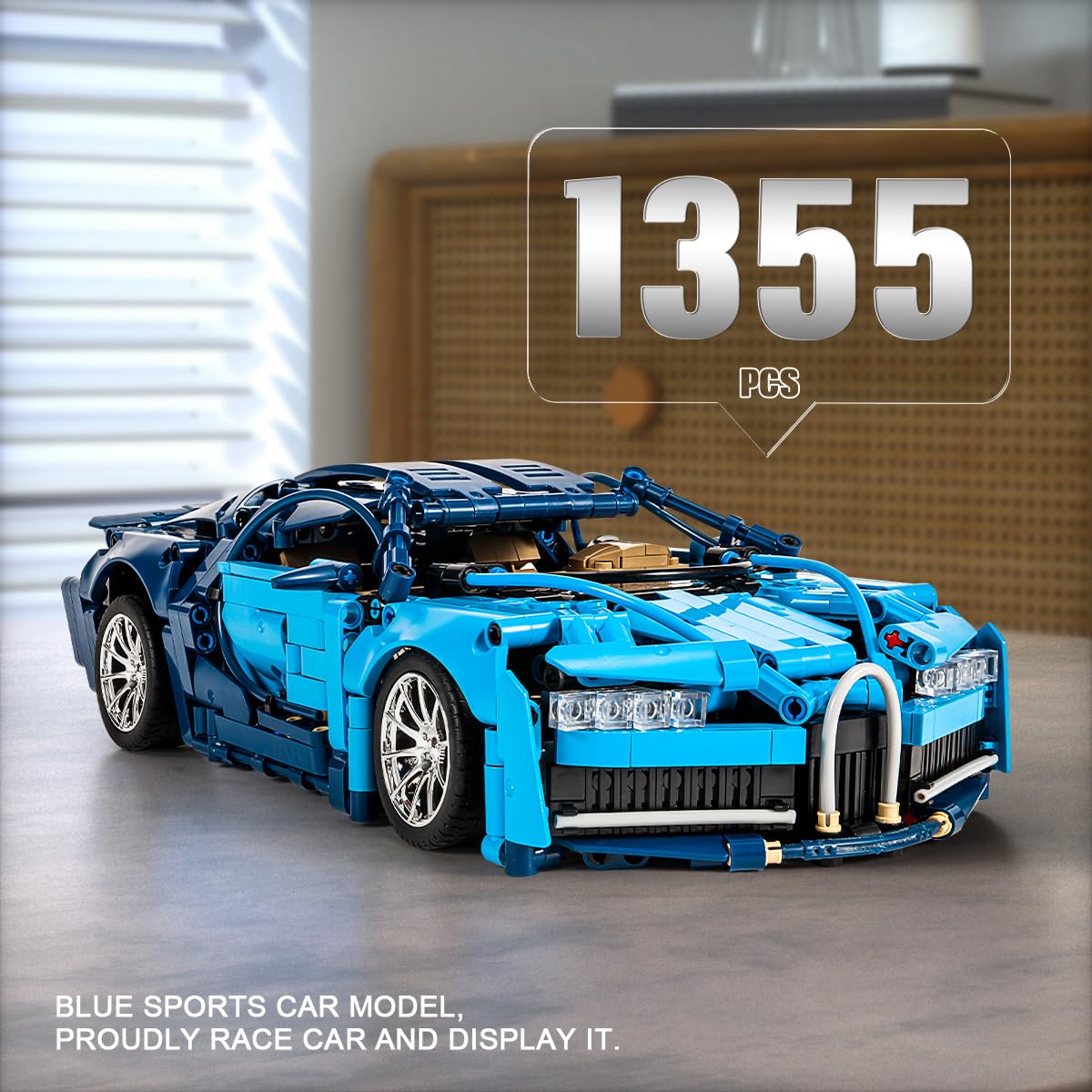 GOTIMON Bluce Sports Car MOC Building Blocks Kit, 1:14 Scale Sports Car Model Toys(1355 Pcs)，Gift for Adults and Kids
