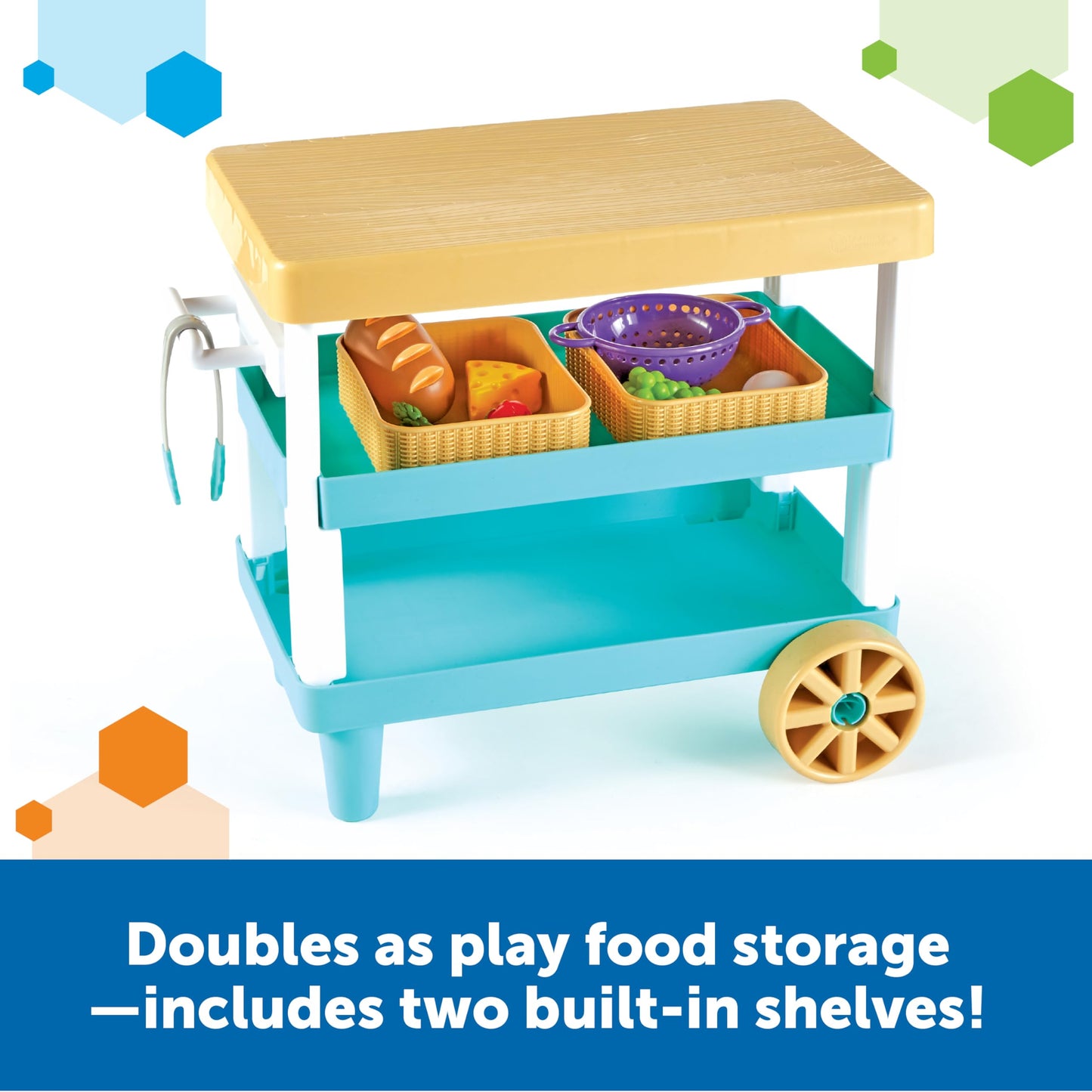Learning Resources New Sprouts Prep ‘n’ Store Kitchen Island, Ages 2+, Play Food for Kids’ Kitchens, Grocery Store Pretend Play, Play Food For Toddlers,11 Pieces