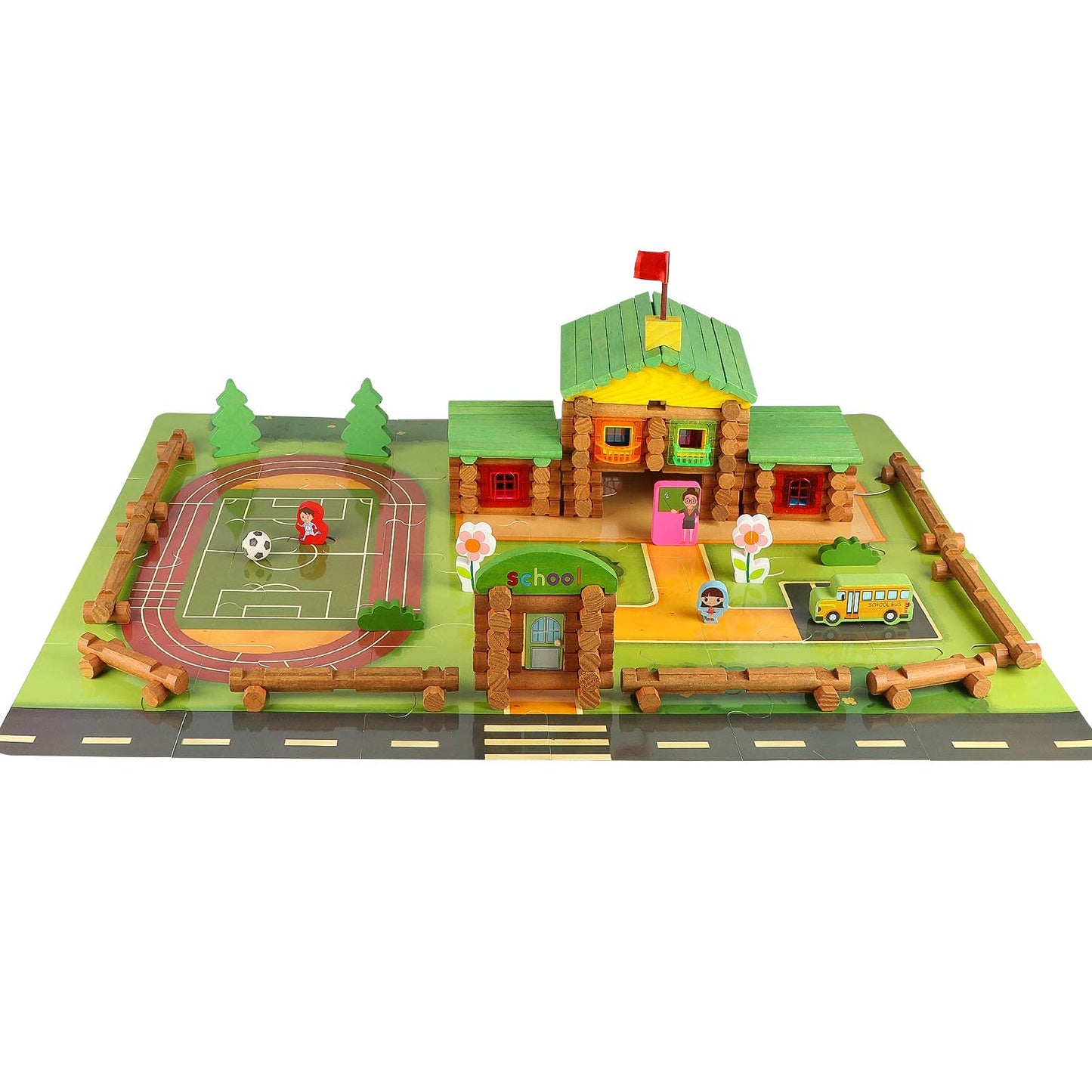 Wondertoys - 269 Pieces Real Wood Log Set Ages 3+ Classic Gift Set for Boys and Girls, Creative Construction Engineering, Top Blocks Game Kit, Toy
