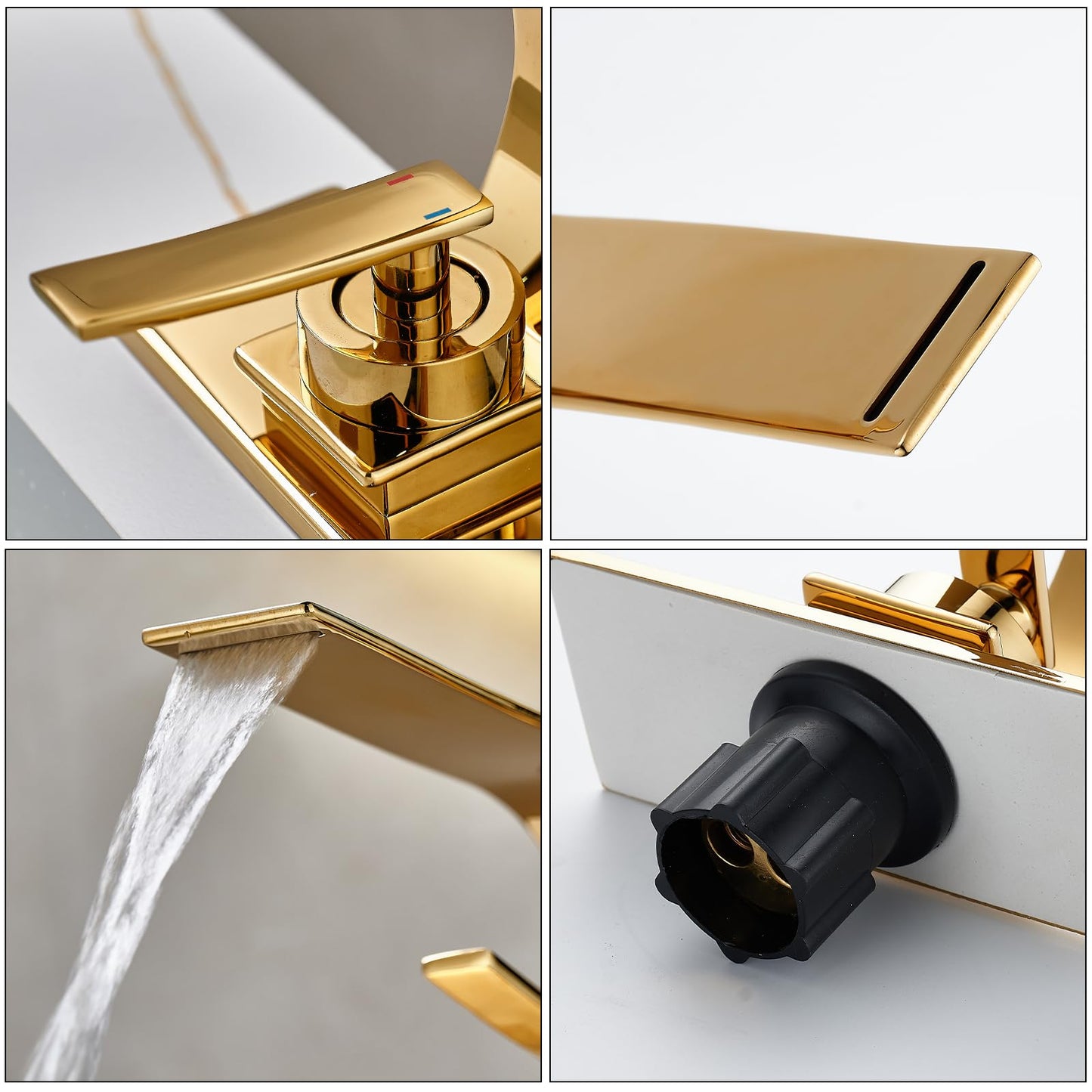 becola Modern Bathroom Sink Faucet, Single Handle Bathroom Faucets for Sink 1 Hole, Low Arc Touch On Faucet, Gold Hot and Cold Water Mixer Tap with Deck Plate - Gold