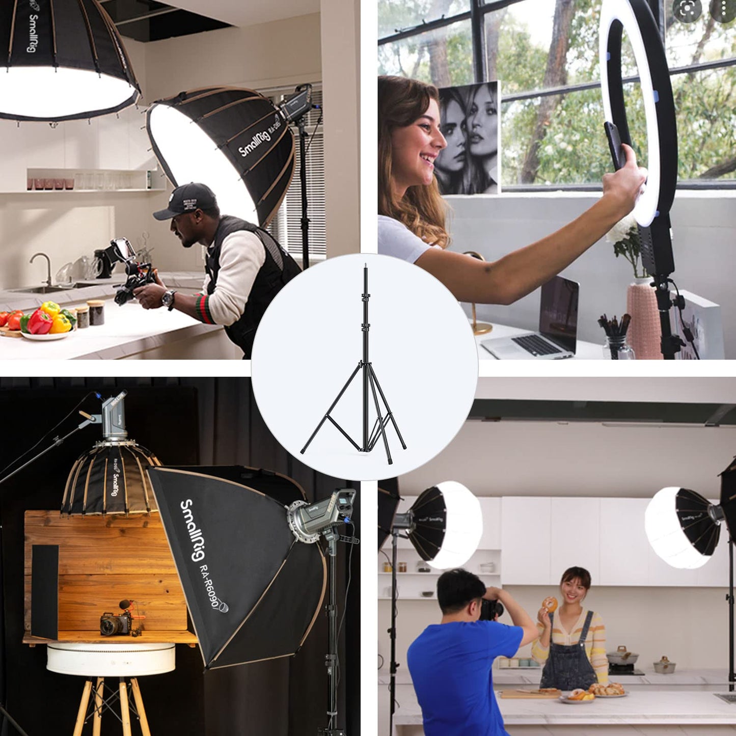 SMALLRIG Photography Light Stand 110"/9.2ft/280cm, Air-Cushioned Aluminum Photo Video Tripod Stand with 1/4" Screw for Softbox, Studio Light, Reflector and Ring Light, Max Load 8kg, RA-S280