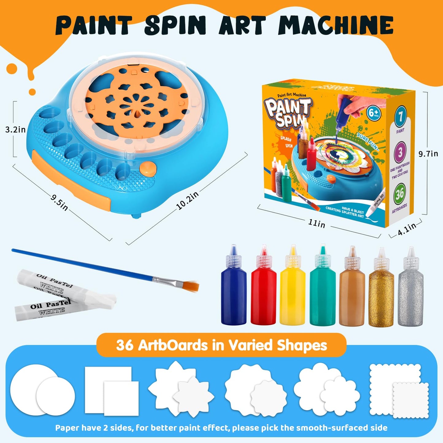 Paint Spin Art Machine Kit for Kids, Arts & Crafts Painting Spinner Toys Kits Sets for Boys & Girls Ages 6 7 8 9 Year Old (Blue)