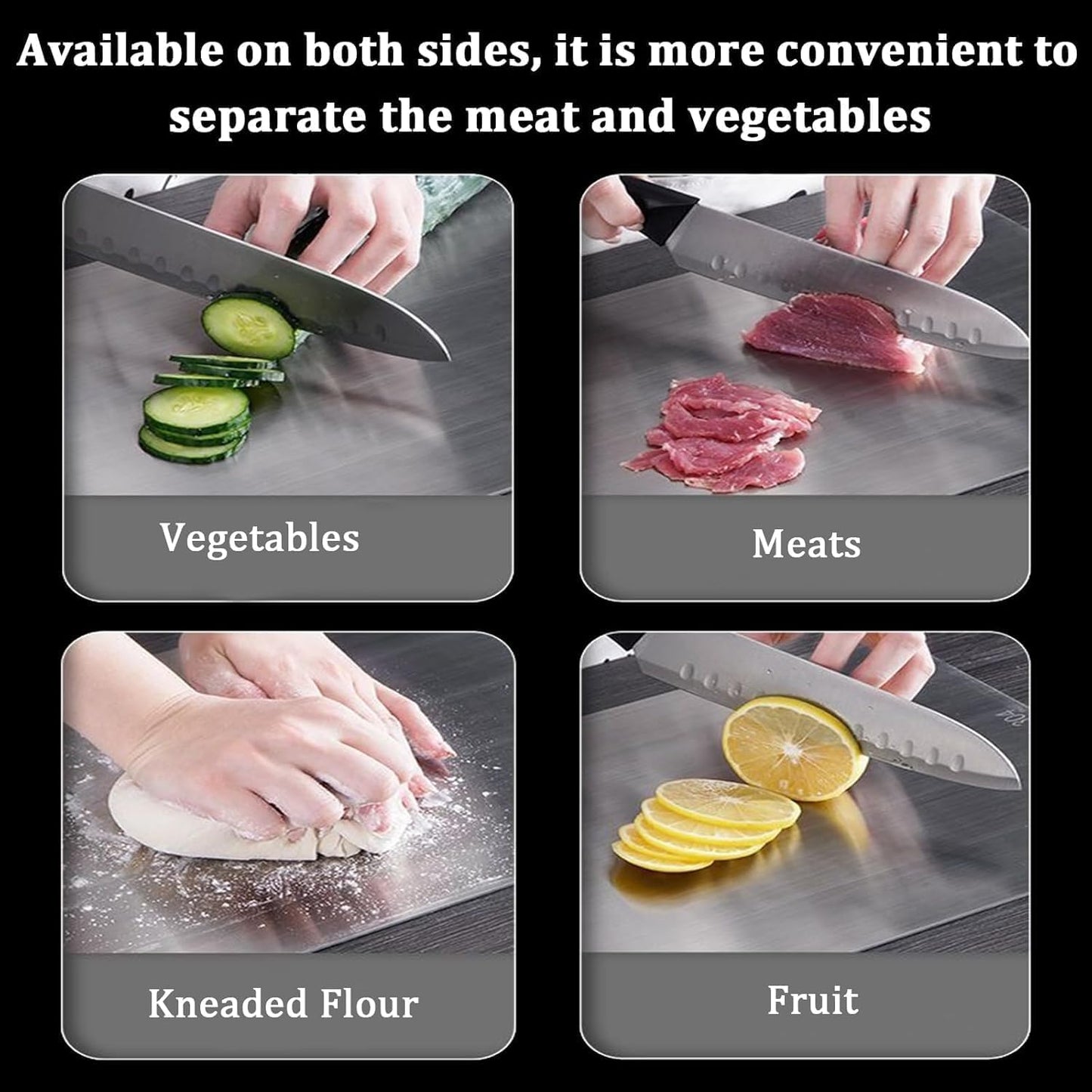 Wekayli 304 Stainless Steel Cutting Board for Kitchen, Non Toxic Cutting Boards Set, Dishwasher Safe and Knife Friendly Chopping Board for Meat Vegetable Fruit(15"x 11",13"x 9",10"x 6")