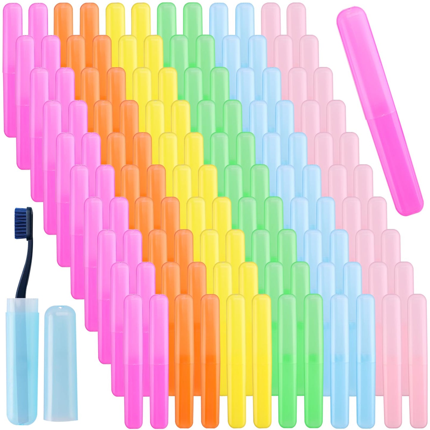 NICEMOVIC 120 Pieces Travel Toothbrush Holder, Toothbrush Travel Case Bulk, Portable Plastic Dust Proof Breathable, Toothbrush Holder for Travel Bathroom Indoor Outdoor Travel Trip Camping School