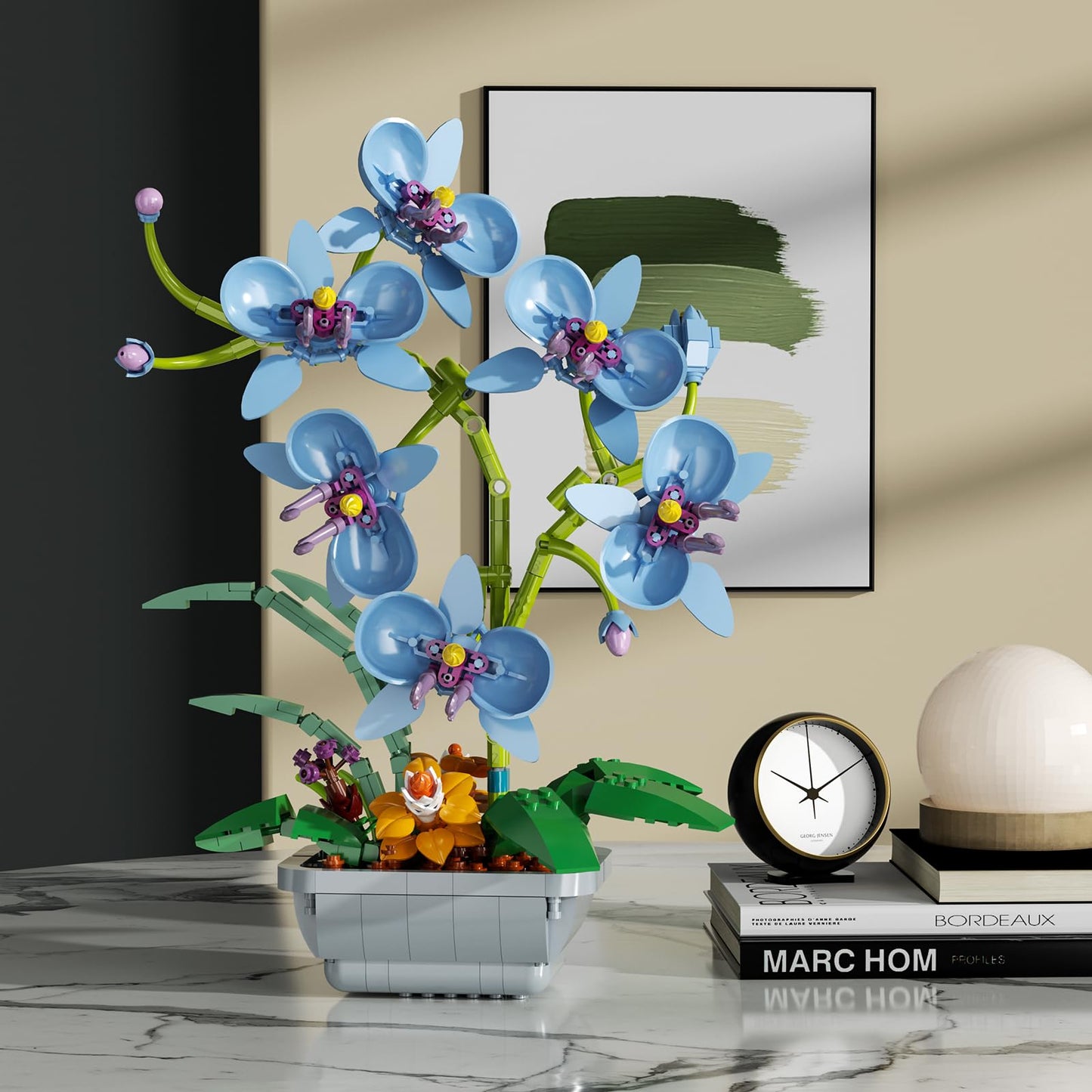 itshWOee Blue Orchid Flowers Bouquet Building Set, Botanical Collection Artificial Plant for Home Décor, Ideal Gifts for Mother's Day, Anniversary, Birthday