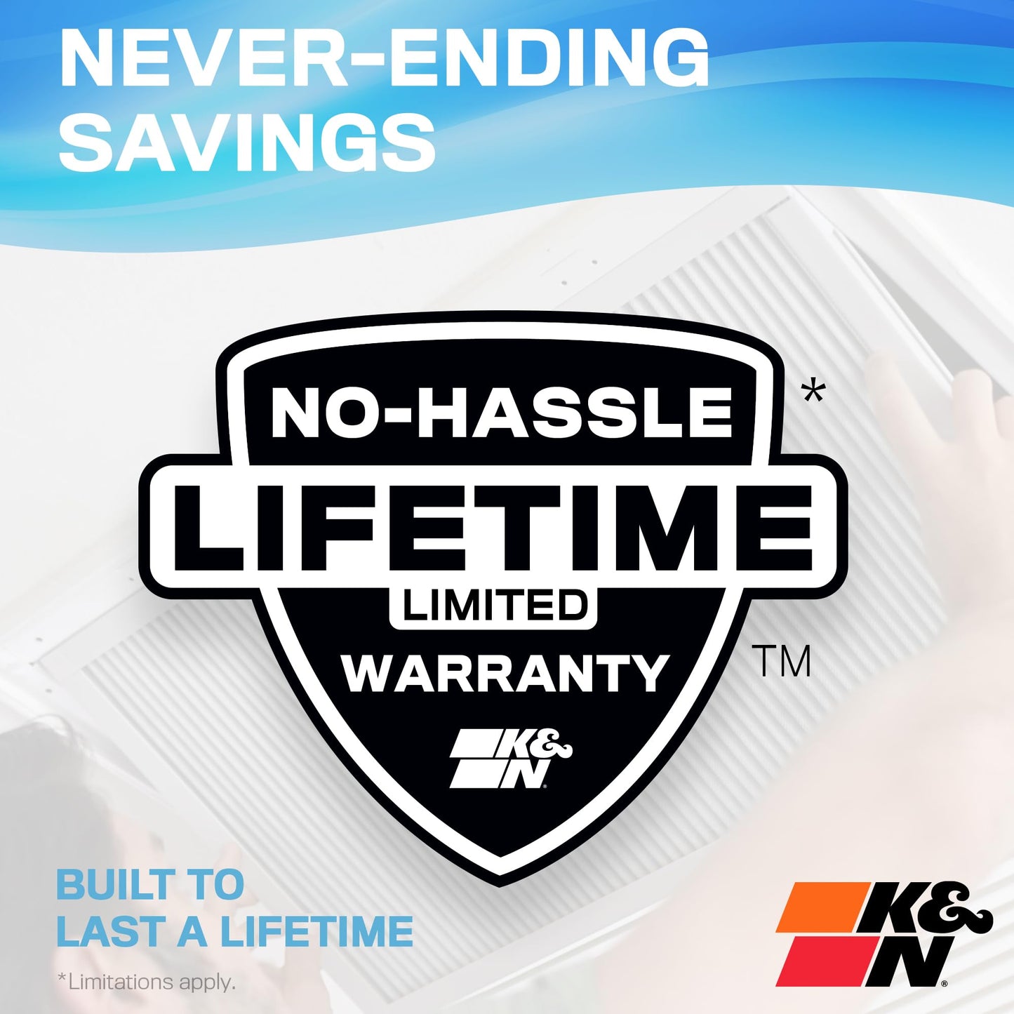 K&N 18x30x1 HVAC Furnace Air Filter, Lasts a Lifetime, Washable, Merv 11, the Last HVAC Filter You Will Ever Buy, Breathe Safely at Home or in the Office, HVC-11830