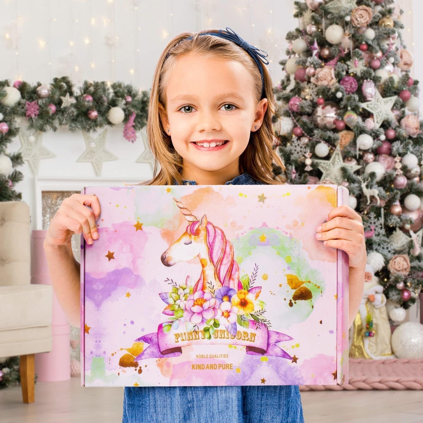 Unicorn Gifts for Girls 4-6 6-8, Birthday Valentines Gifts Set for Girls Age 4 5 6 7 8 9+ Year Old Tween Teen Girl Trendy Stuff Kids Unicorn Toys with Glow in The Dark Blanket Purse for Daughter Niece