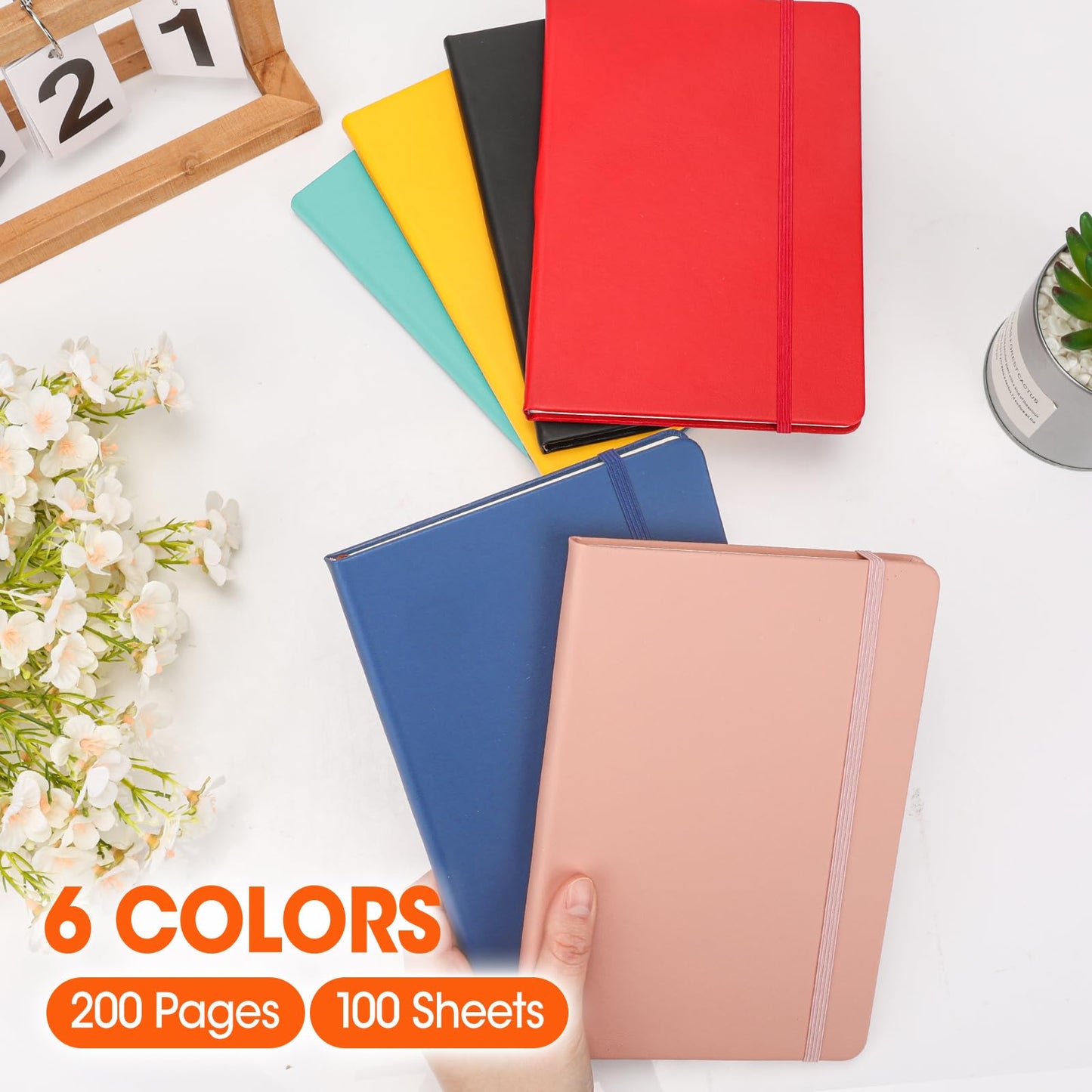BGUP 24 Pack Lined Journal Notebook for Work, 200 Pages, Medium 5.5" x 8.3", A5 College Ruled Notebook, 6 Colors, Hardcover Journaling Notebooks for Writing, Note Taking