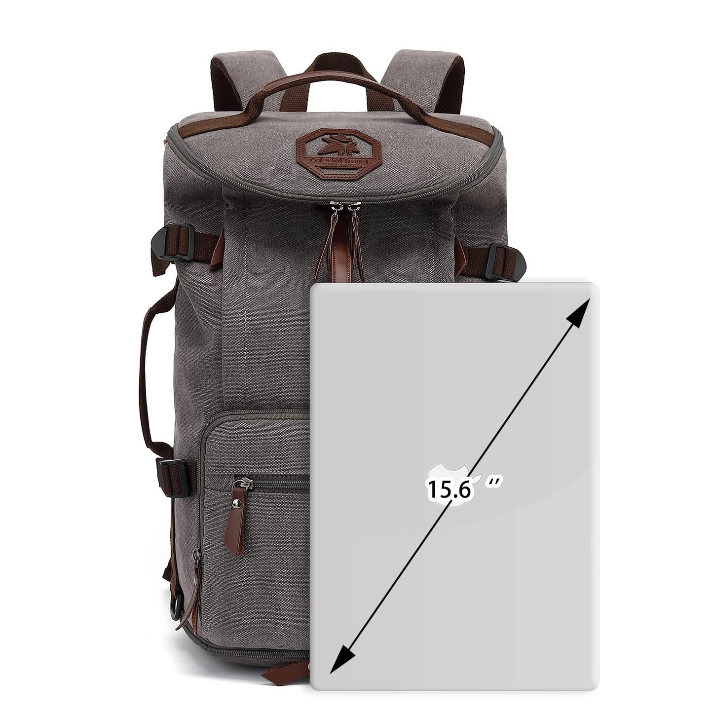 Kalesi Gym Duffle Bag Backpack 4-Way Vintage canvas with Shoes Compartment for travel Sport Hiking laptop (Vintage grey)