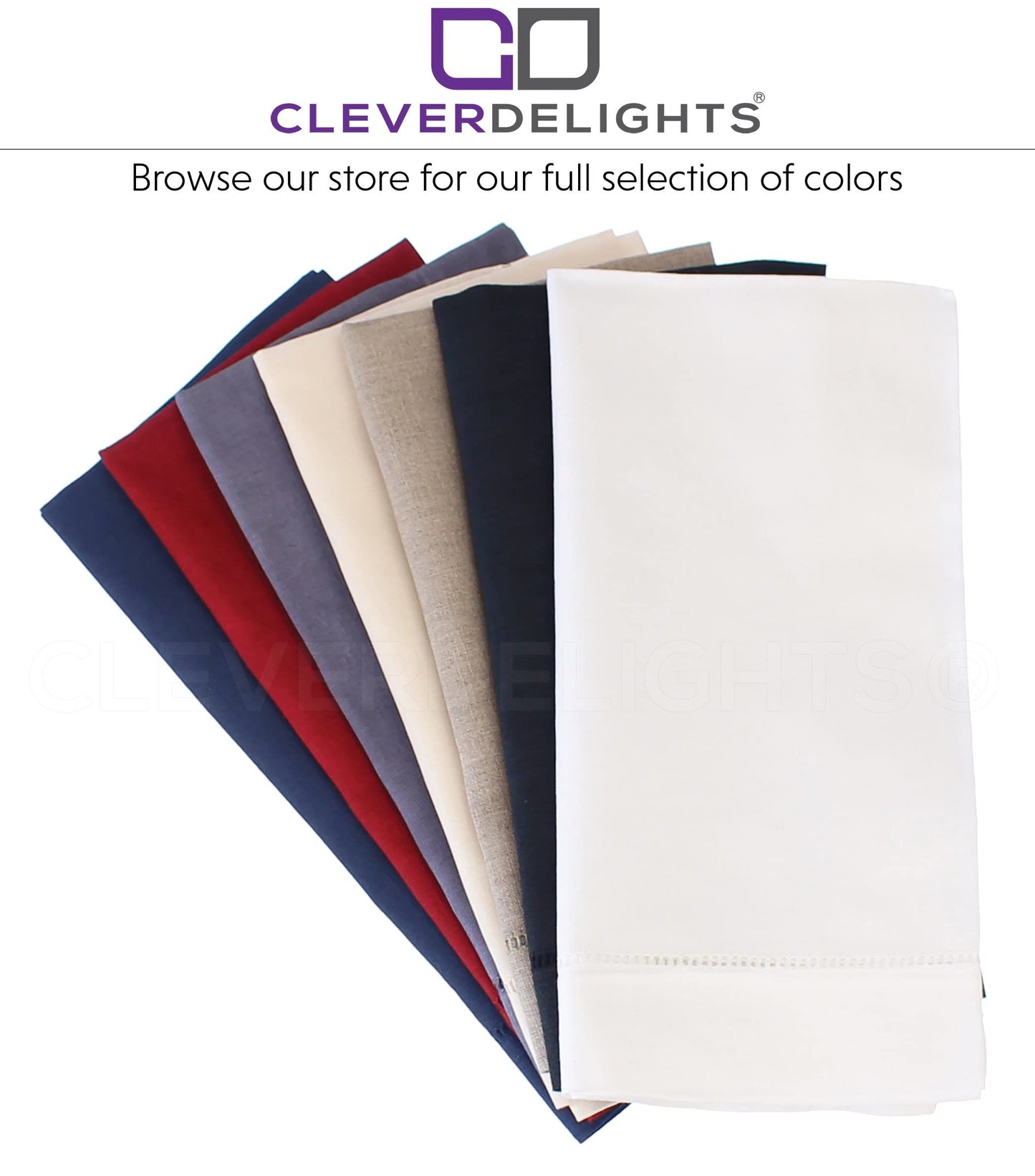 CleverDelights 20" White Hemstitch Dinner Napkins - 12 Pack - 55/45 Linen Cotton Blend
