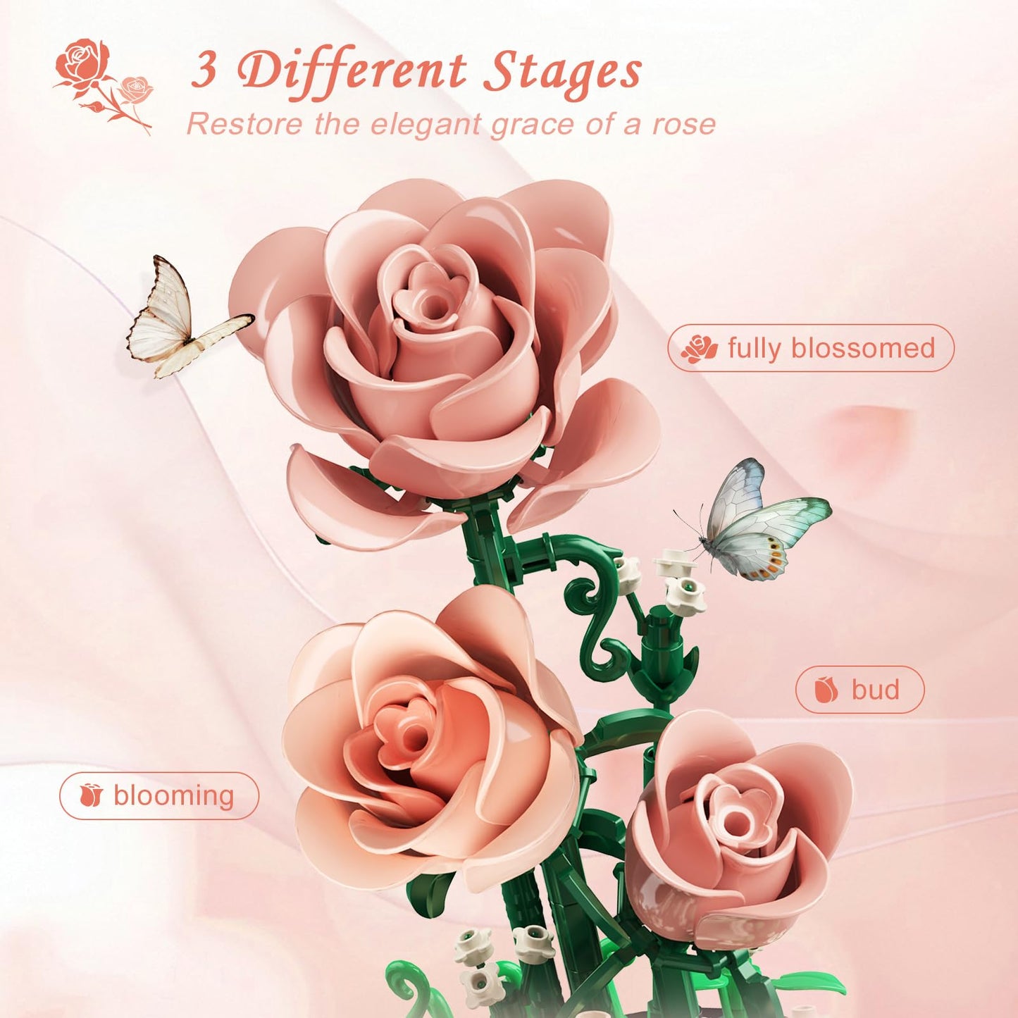HiWEEGO Mini Flowers Building Set (Pink)