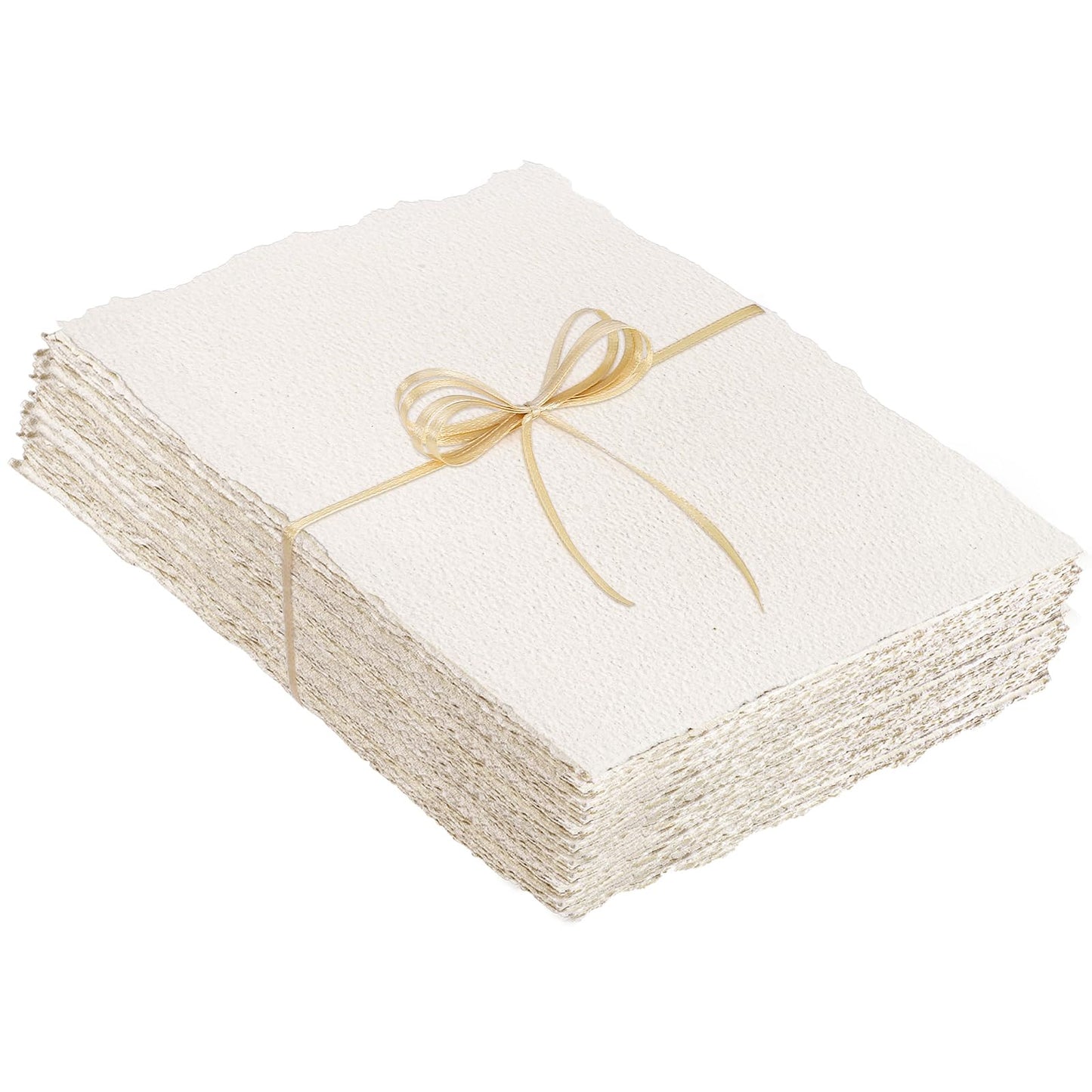 50 Sheets Watercolor Paper 9 x 12inch, 300 GSM Deckled Edge Paper Rough/Textured Handmade Paper for Watercolors, Wedding Invitations, Cards, Crafts