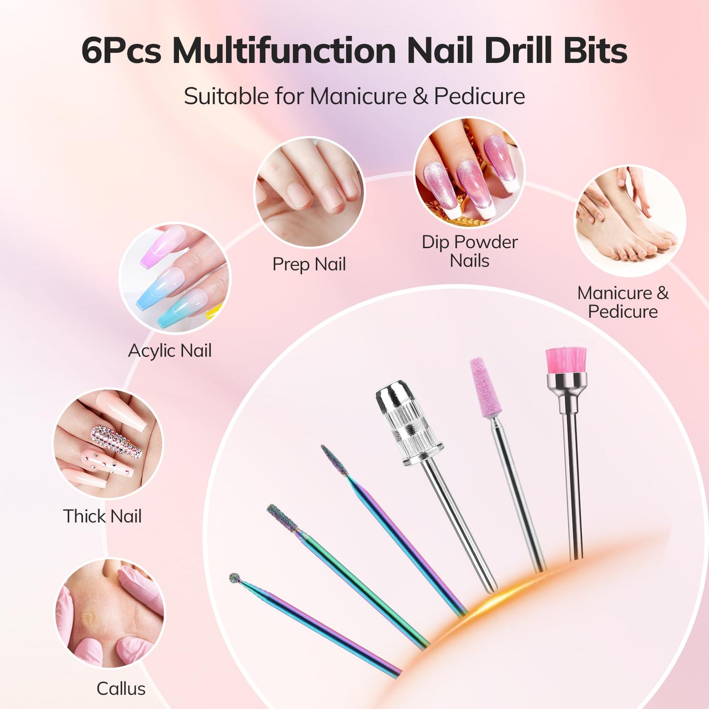 Lavinda Professional Nail Drill Machine, 35000RPM Electric Nail File Cordless Rechargeable Nail Efile for Acrylic Gel Nails, Manicure Pedicure Polishing Shape Tools for Salon Home Use-White