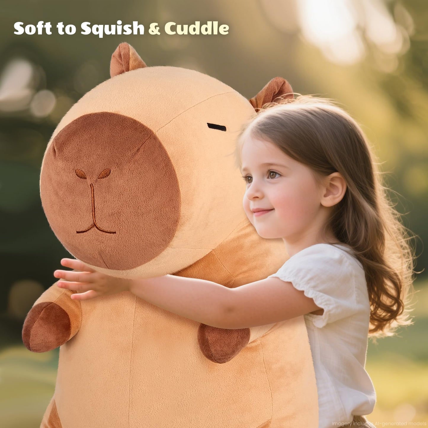 SuzziPals Giant Capybara Plush 30", Jumbo Soft Capybara Stuffed Animal, Giant Plush Toys Hugging Plush for Stress Relief & Cozy at Night, Huge Cuddly Capibara Plushie Gift for Kids Adults