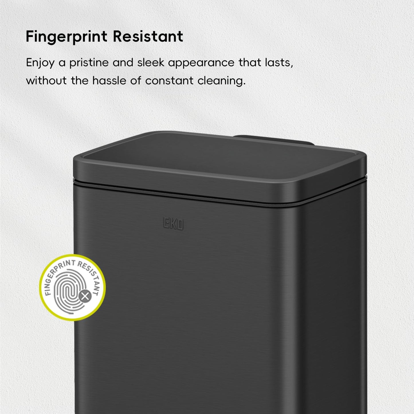EKO Madison Matte Black Stainless Steel 3.2 Gal/12L Bathroom Small Step Trash Can or Recycling Bin, Removable Inner Liner, Soft Close Lid, Fingerprint Resistant Finish