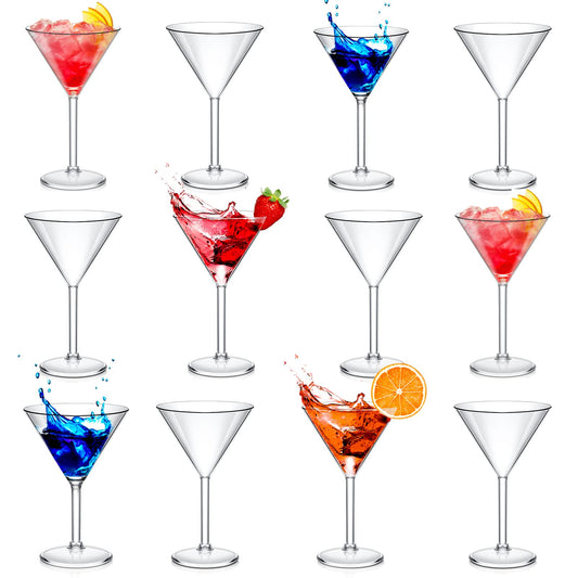 12 Pack Plastic Martini Glasses 10 oz Acrylic Unbreakable Cocktail Glasses Plastic Cups Dessert Cocktail Cups Drinkware Drink Glassware for Mousse Home Bar Restaurant Wedding Festival Party Supply