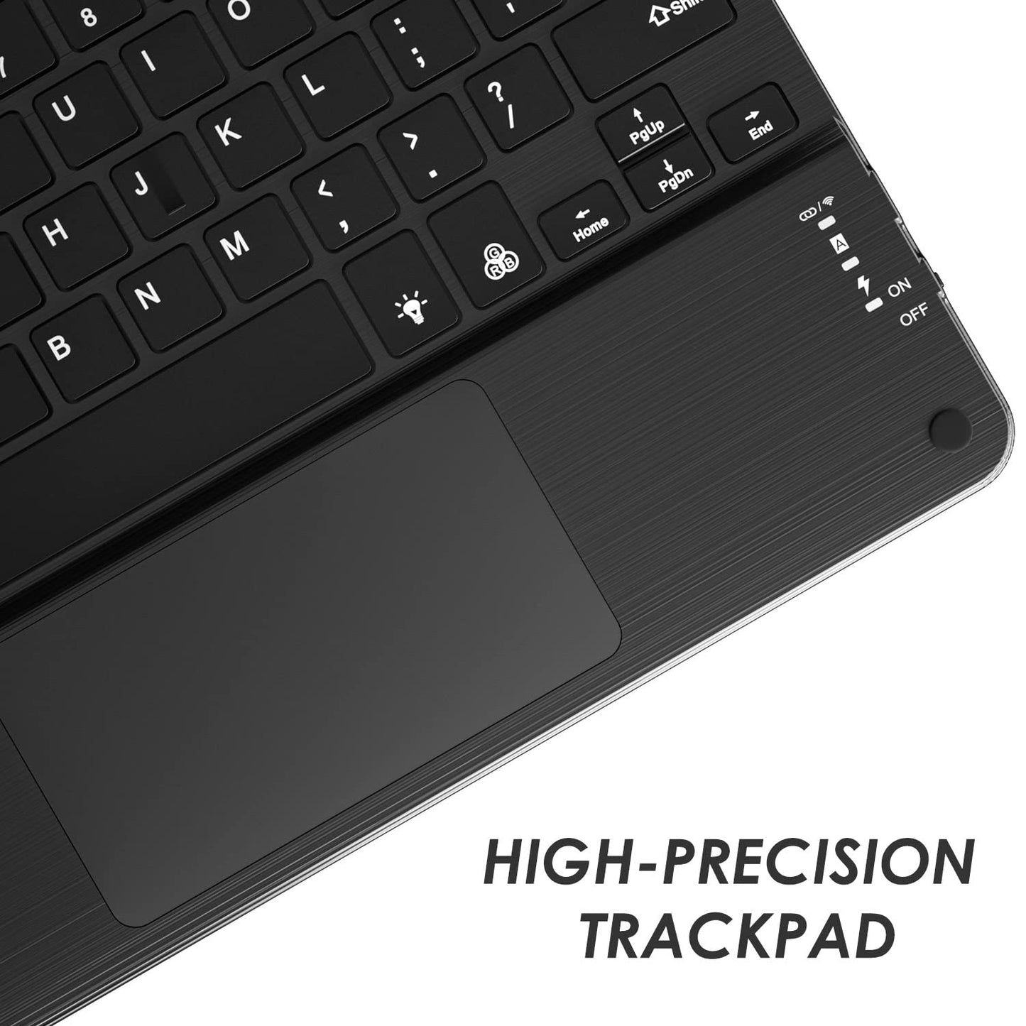 eoso TouchPad Keyboard case for 9",9.7",10.1",10.2",10.5",10.9",11" Tablets,2-in-1 Bluetooth Wireless Keyboard with Touchpad,7 Colors Backlit & Leather Folio Cover(Black)