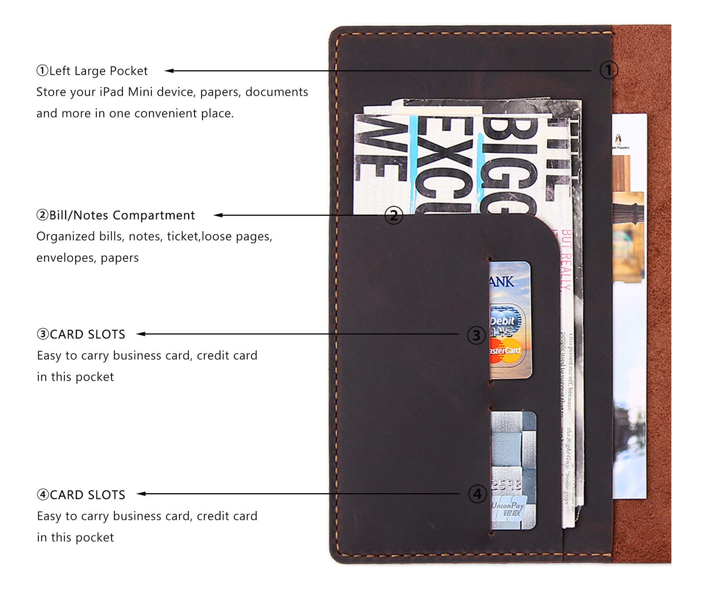 Robrasim Leather Cover for 6"x9" Steno Notebook, Leather Folio Cover Compatible with 6x9 Spiral Steno Pads, A5 Notebook Organizer with Pen Loop - Coffee