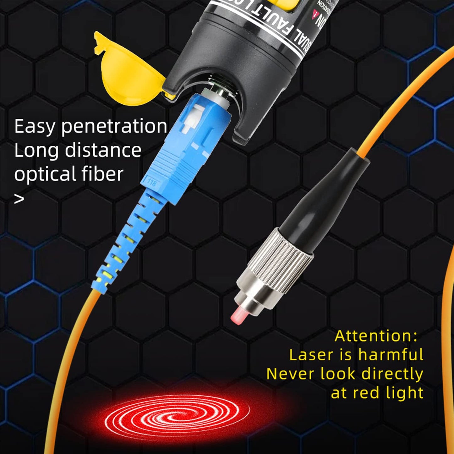 fyboptwu - Fiber Optic Cable Troubleshoot Kit - VFL-50 Visual Fault Locator &1pc FC to LC Adapter & 1pc LC, SC, ST, FC Coupler & 3 Short Patch Cords