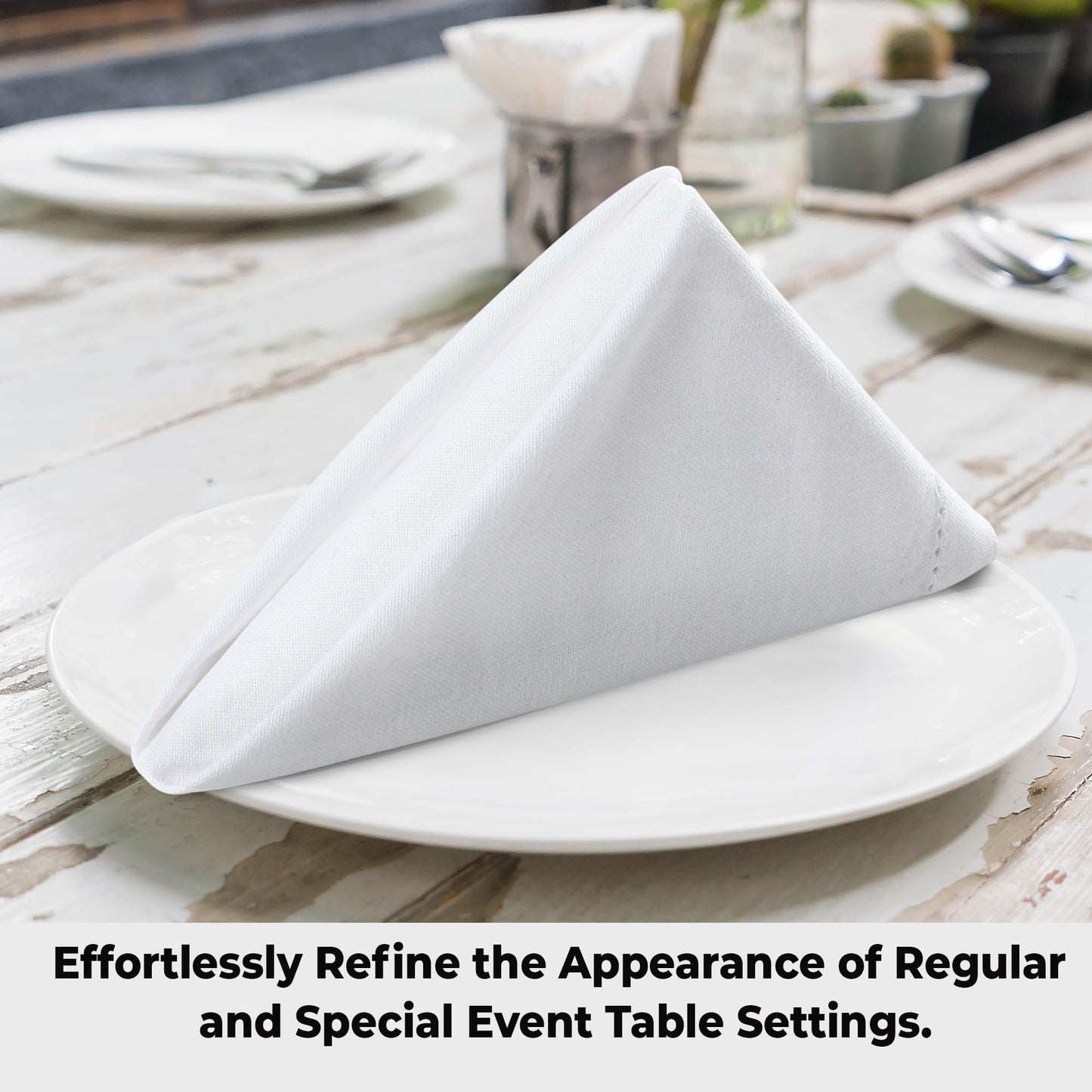 Urban Villa White Cloth Napkins Set of 12 100% Cotton Hemstitch Dinner Napkins Cloths Washable 20”x20” Absorbent Soft Durable Reusable-Ideal for Everyday Use Parties Wedding Thanks Giving Christmas