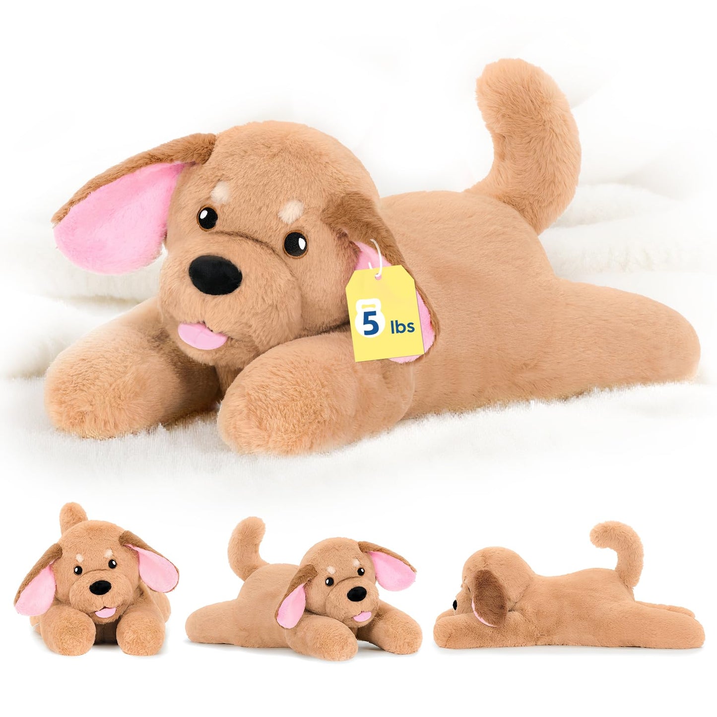 PEACH CAT 25.6 inch 5 lbs Golden Retriever Dog Weighted Stuffed Animals Large Weighted Plush Soft Puppy Plushies Toys Gifts for Kids Adults