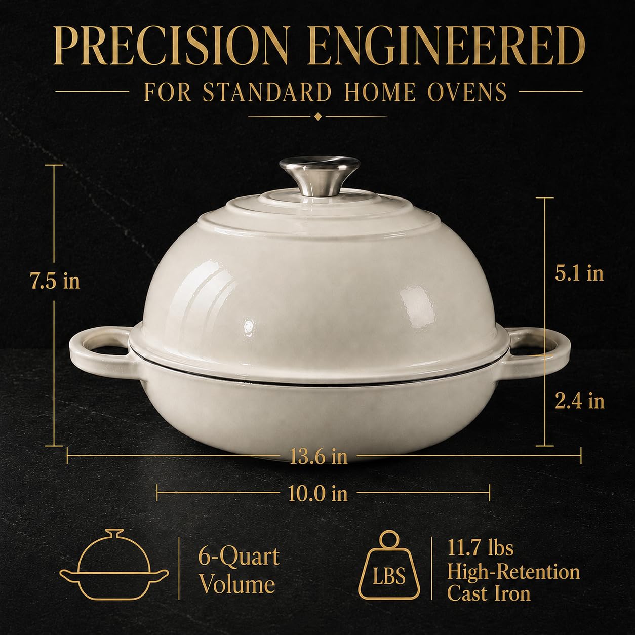 AHJ 6QT Dutch Oven For Bread Baking, Enameled Cast Iron Dutch Oven Pot with Lid, Multi-Functional Bread pan, Sourdough Baking Supplies with Proofing Basket, Cast Iron Bread Oven, Silicone Sling & Gloves.