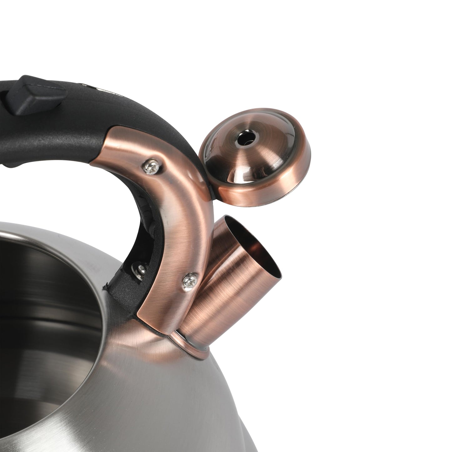 Mr. Coffee Flintshire 2.2 Quart Large Whistling Stainless Steel Tea Kettle - Brush Stainless Steel W/Copper