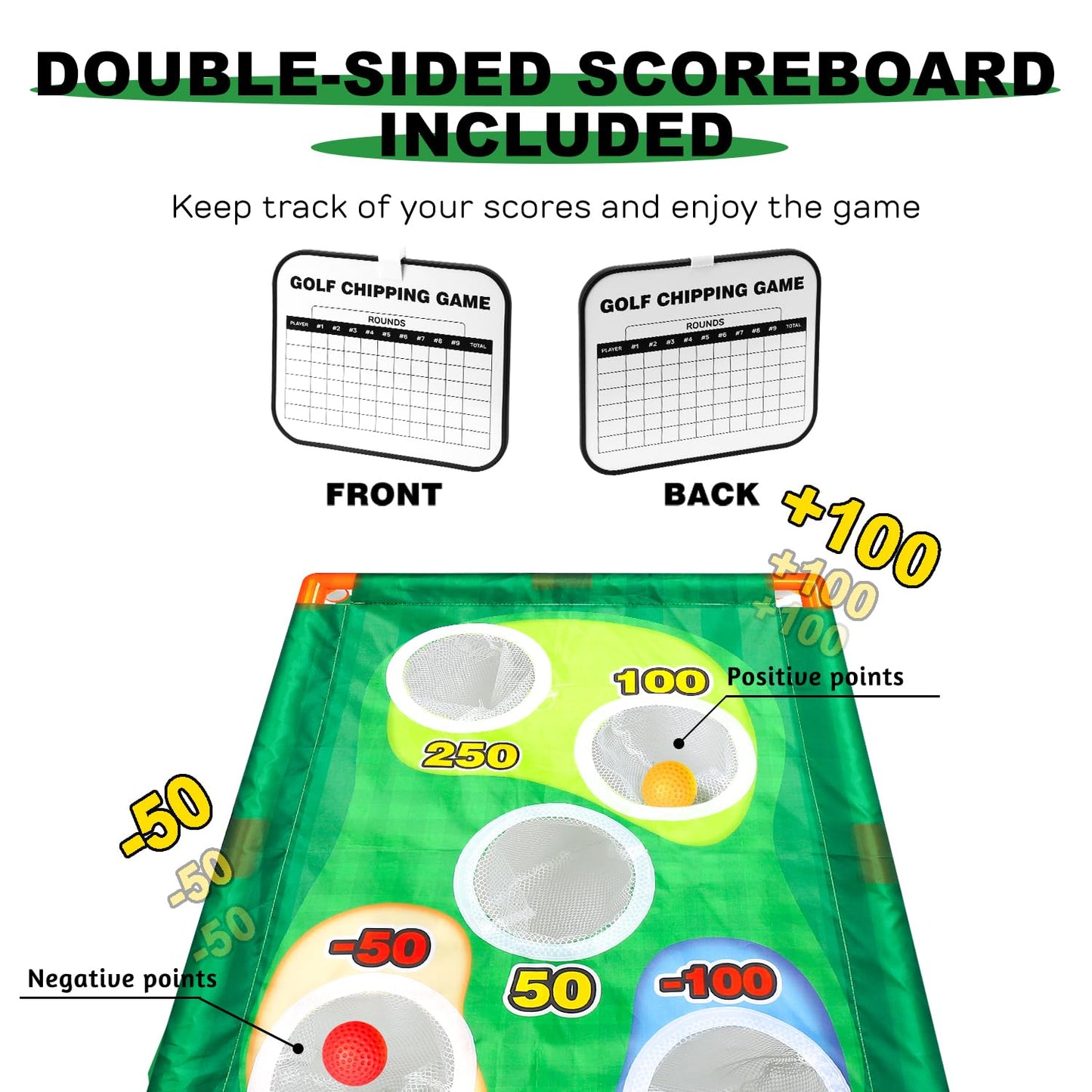TOY Life 2 Pack Golf Cornhole Game Corn Hole Set Chipping Golf Game for Adults Kids Backyard Yard Training Equipment Outdoor Indoor (NO Club Included)