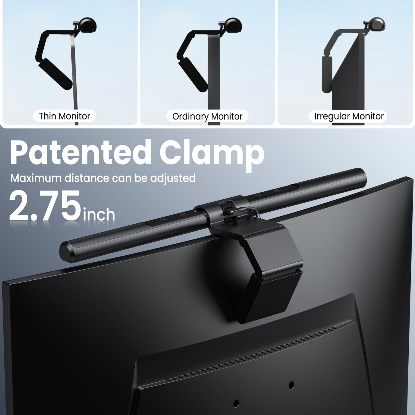 Quntis Computer Monitor Lamp, Screen Monitor Light Bar for Eye Caring, USB Reading LED Task Lamp with Auto-Dimming, Dimmable Lamp Bar, Touch Control, No Glare Space Saving Home Office Desk Lamps