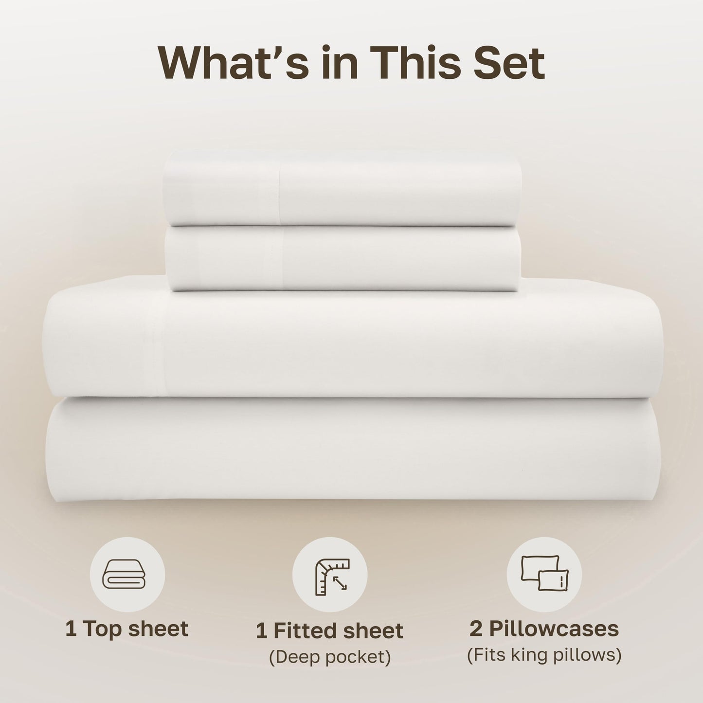 California Design Den King Sheets Set - Soft 100% Organic Cotton Sheets with Deep Pockets, Crisp Percale, Breathable and Durable Bedding Set - True Ivory
